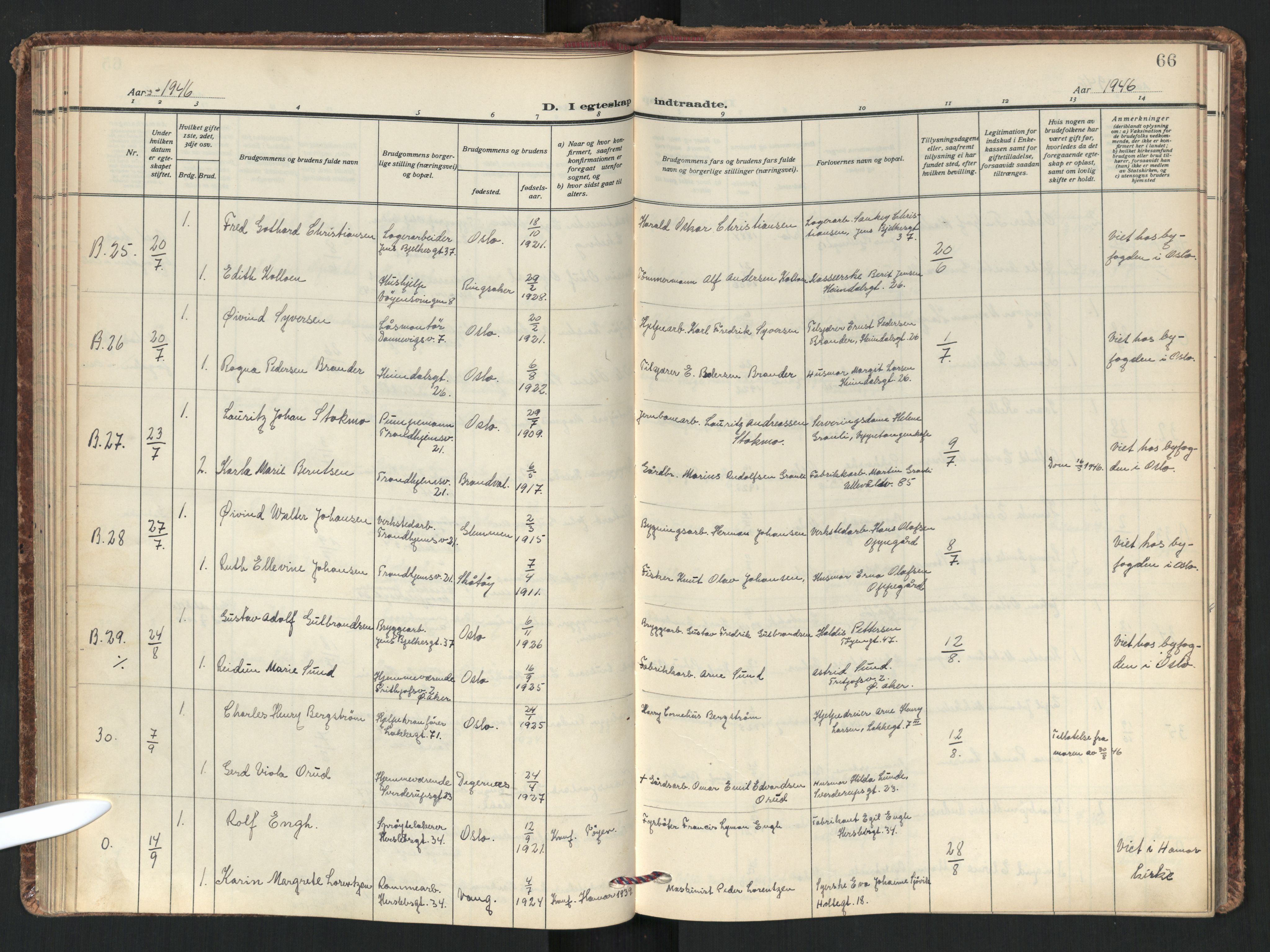 Tøyen prestekontor Kirkebøker, AV/SAO-A-10167a/F/Fa/L0008: Parish register (official) no. I 8, 1939-1969, p. 66