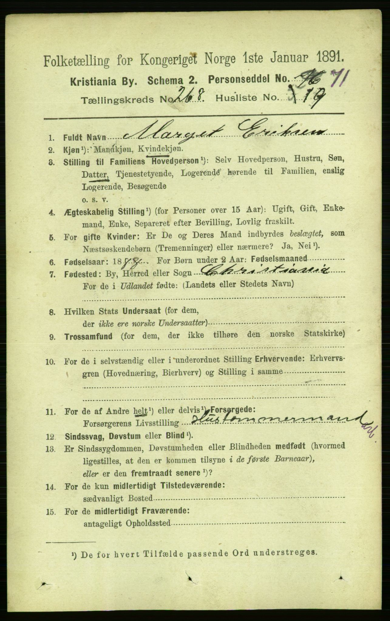 RA, 1891 census for 0301 Kristiania, 1891, p. 162668