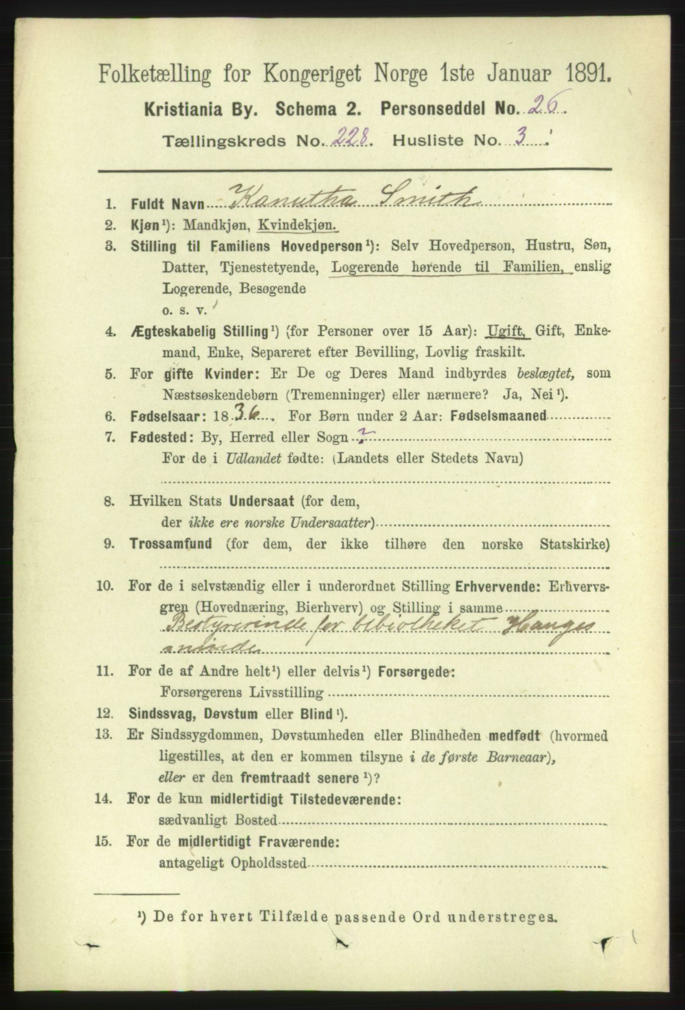 RA, 1891 census for 0301 Kristiania, 1891, p. 139405