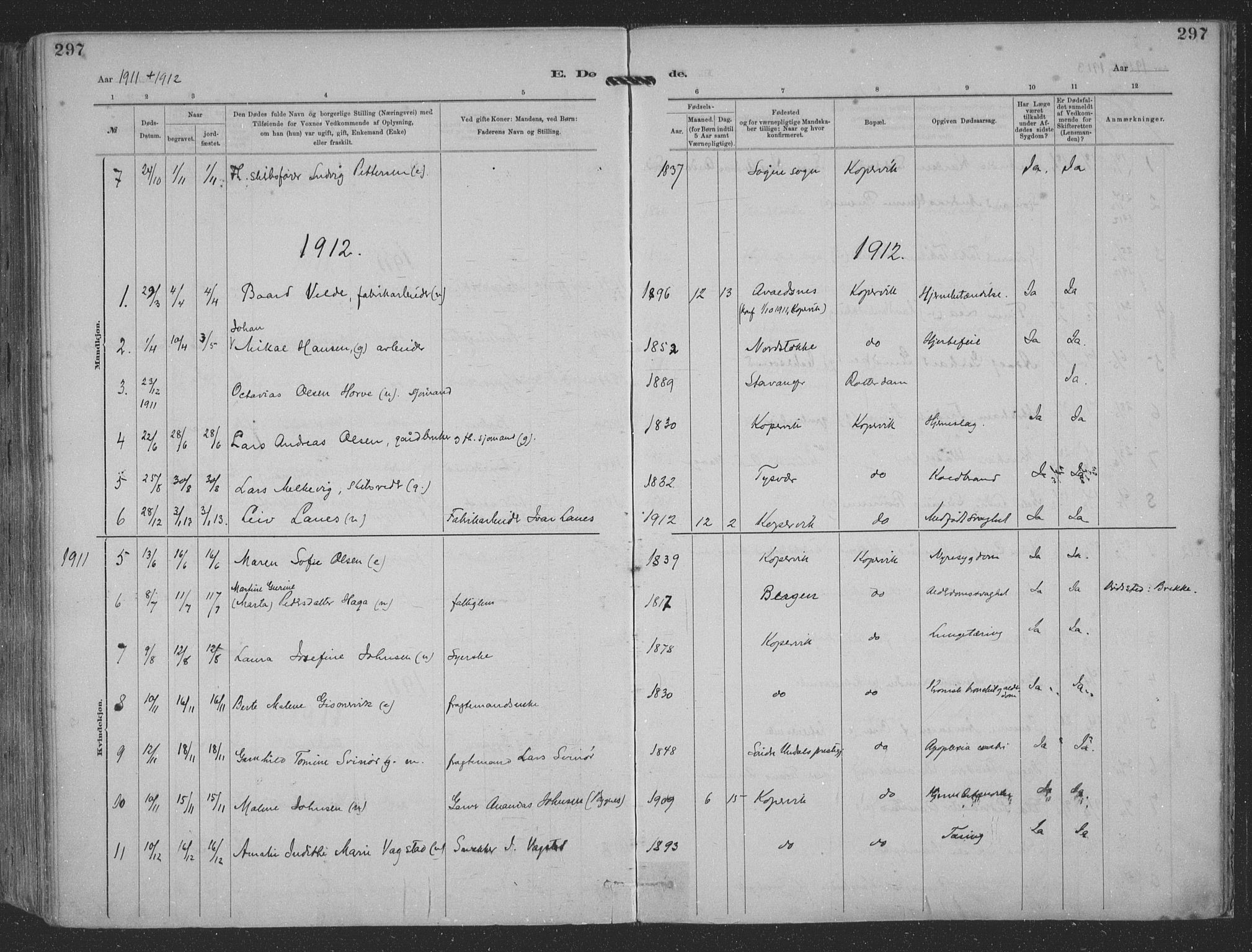 Kopervik sokneprestkontor, SAST/A-101850/H/Ha/Haa/L0001: Parish register (official) no. A 1, 1880-1919, p. 297