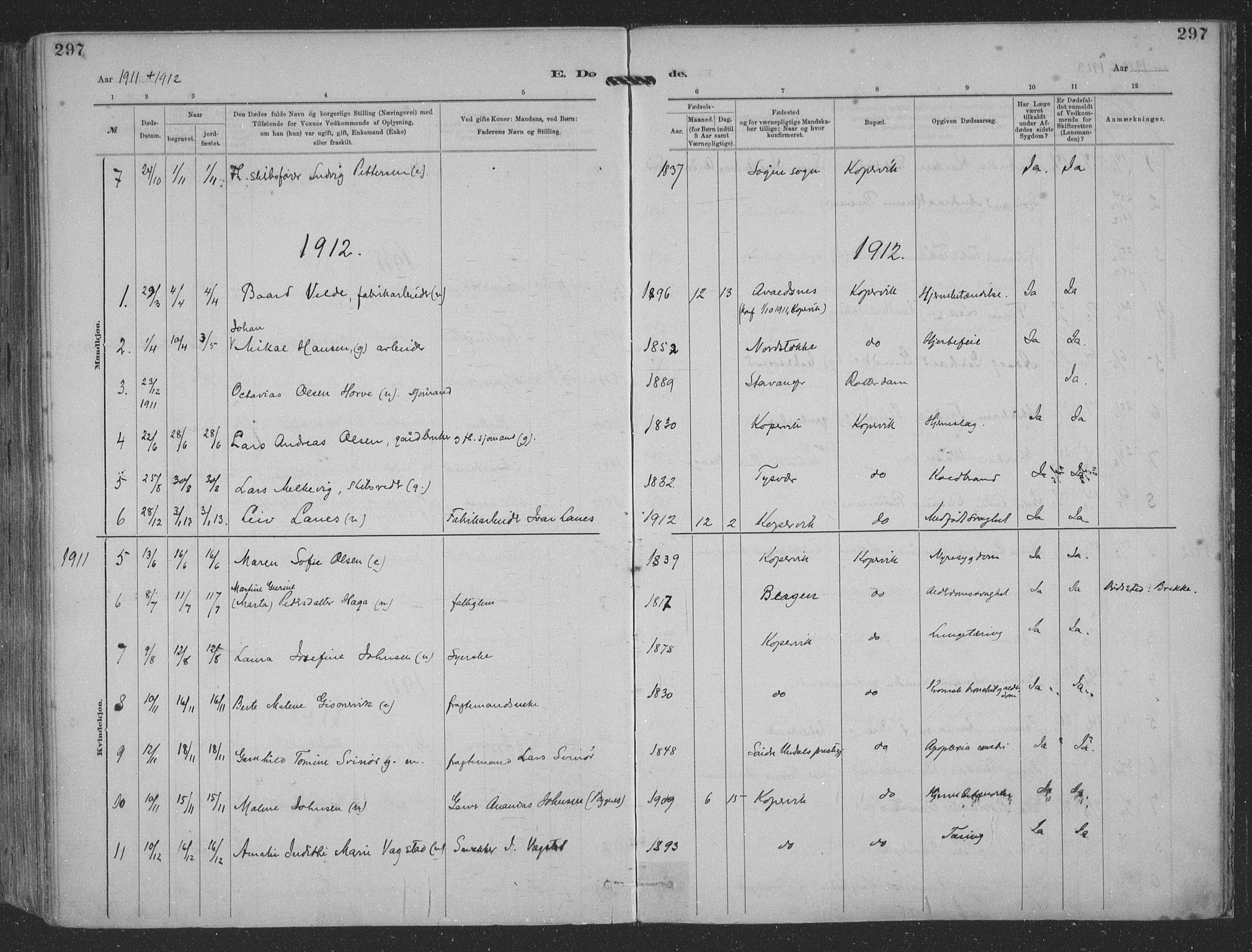 Kopervik sokneprestkontor, AV/SAST-A-101850/H/Ha/Haa/L0001: Parish register (official) no. A 1, 1880-1919, p. 297