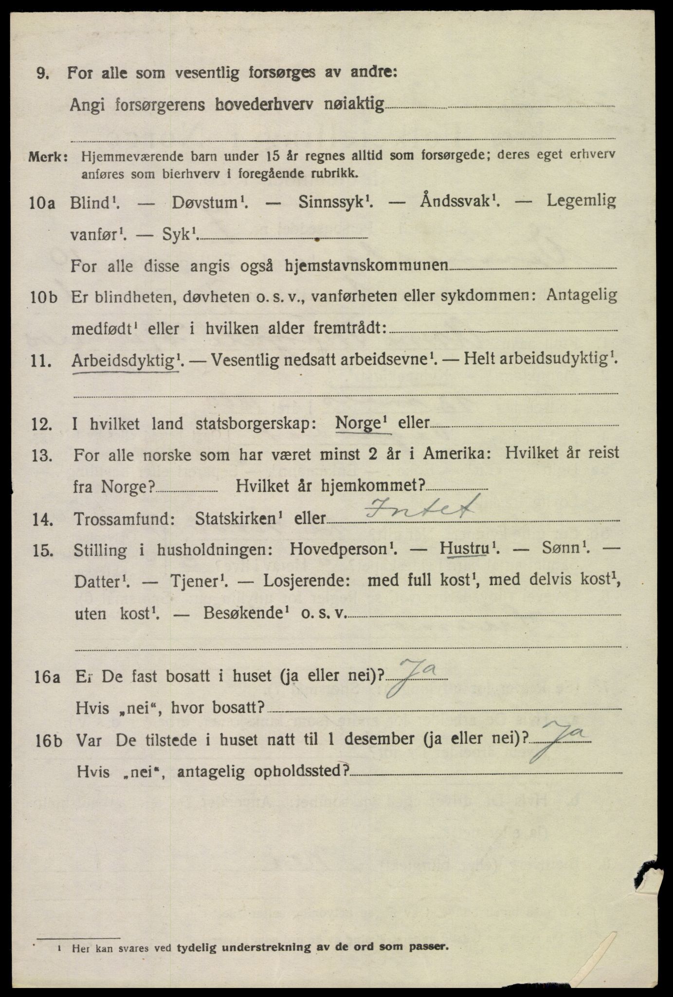 SAK, 1920 census for Vennesla, 1920, p. 6733