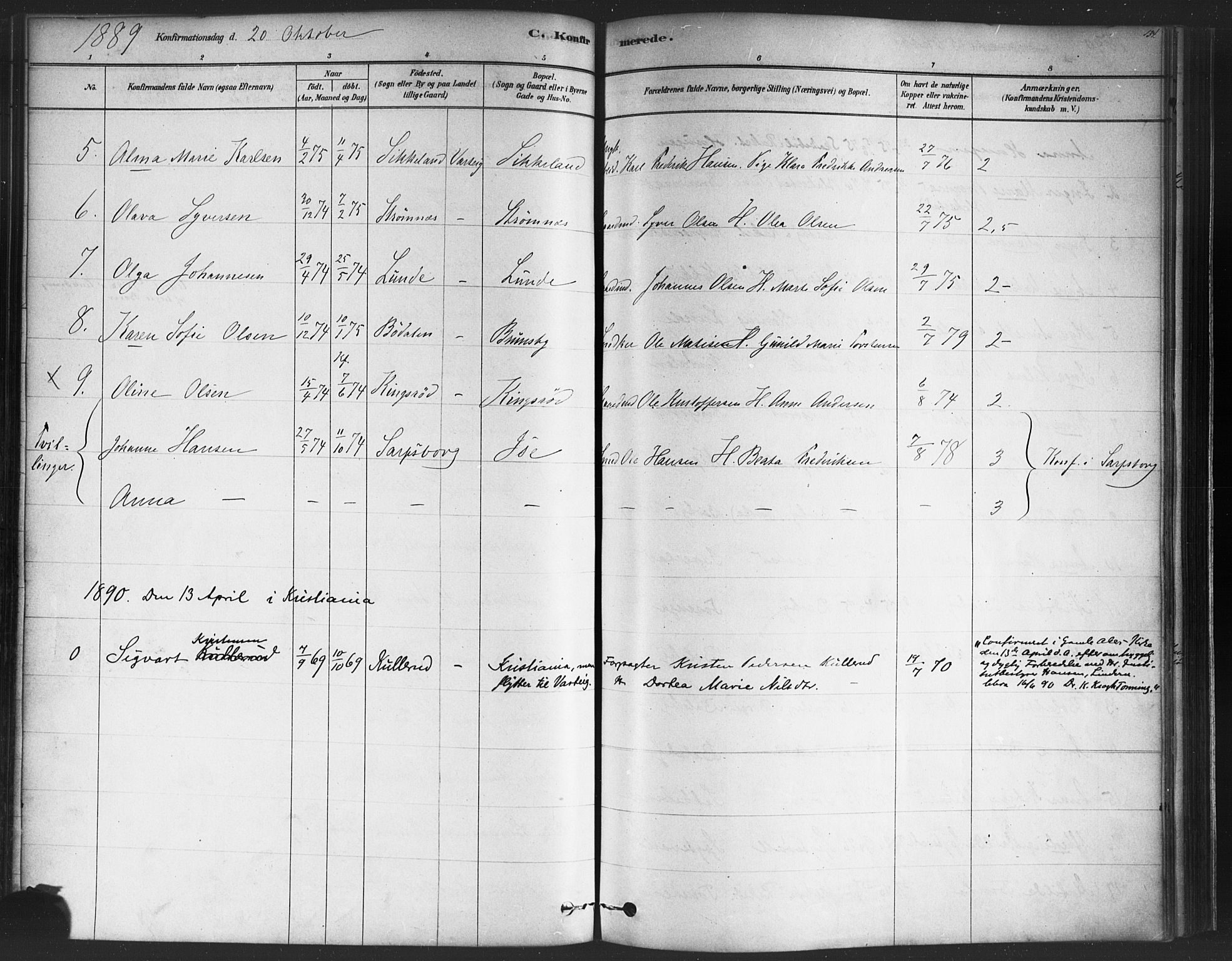 Varteig prestekontor Kirkebøker, SAO/A-10447a/F/Fa/L0002: Parish register (official) no. 2, 1878-1899, p. 134