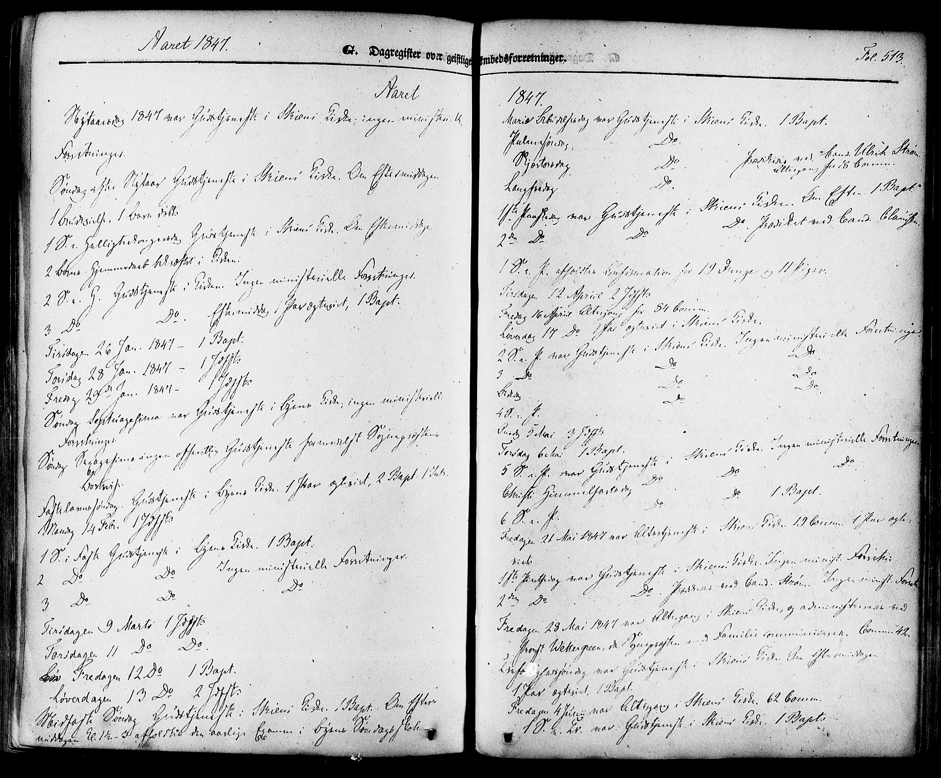 Skien kirkebøker, AV/SAKO-A-302/F/Fa/L0006a: Parish register (official) no. 6A, 1843-1856, p. 513