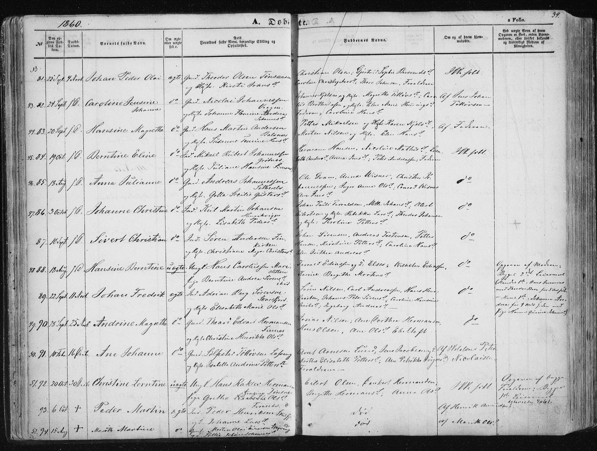 Tromsøysund sokneprestkontor, SATØ/S-1304/G/Ga/L0001kirke: Parish register (official) no. 1, 1856-1867, p. 39
