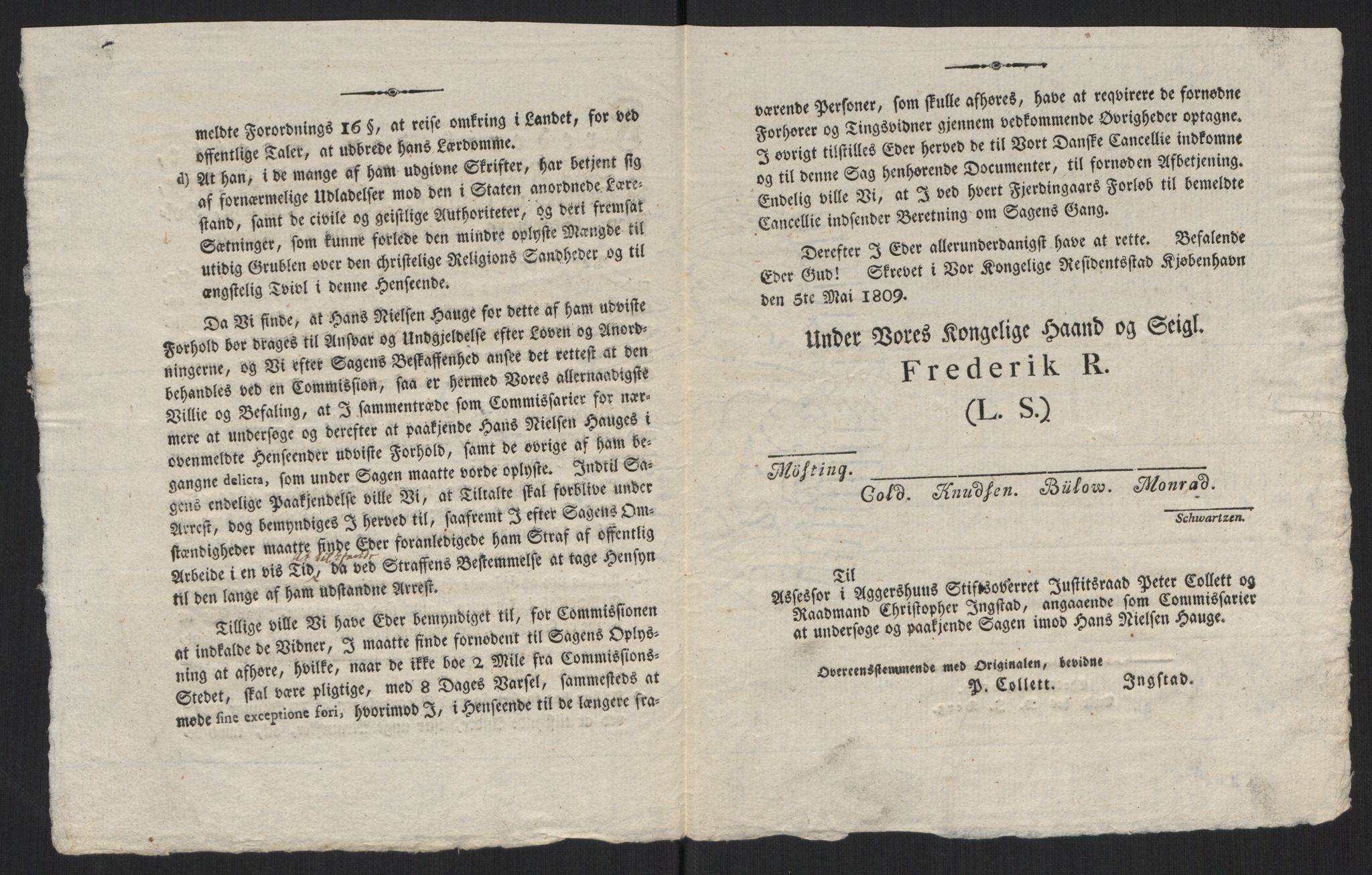 Justisdepartementet, Kommisjon i saken mot Hans Nielsen Hauge 1804, AV/RA-S-1151/D/L0004: Hans Nielsen Hauges sak, 1813, p. 578