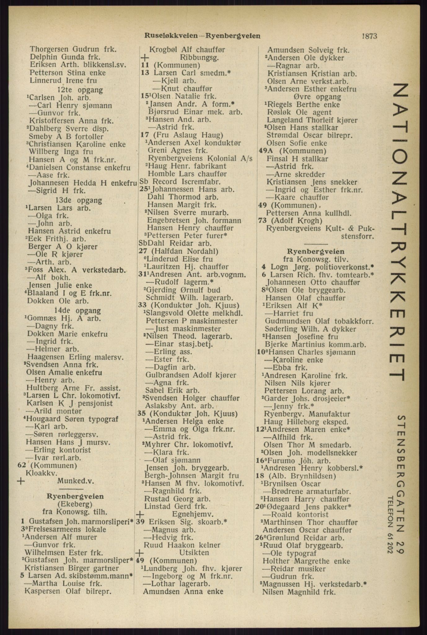 Kristiania/Oslo adressebok, PUBL/-, 1933, p. 1873