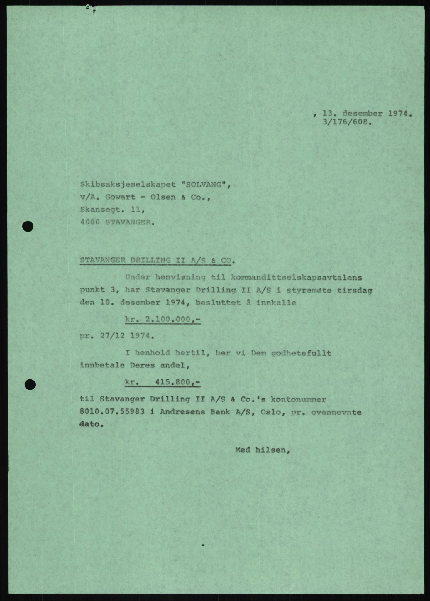 Pa 1503 - Stavanger Drilling AS, AV/SAST-A-101906/D/L0007: Korrespondanse og saksdokumenter, 1974-1981, p. 1079