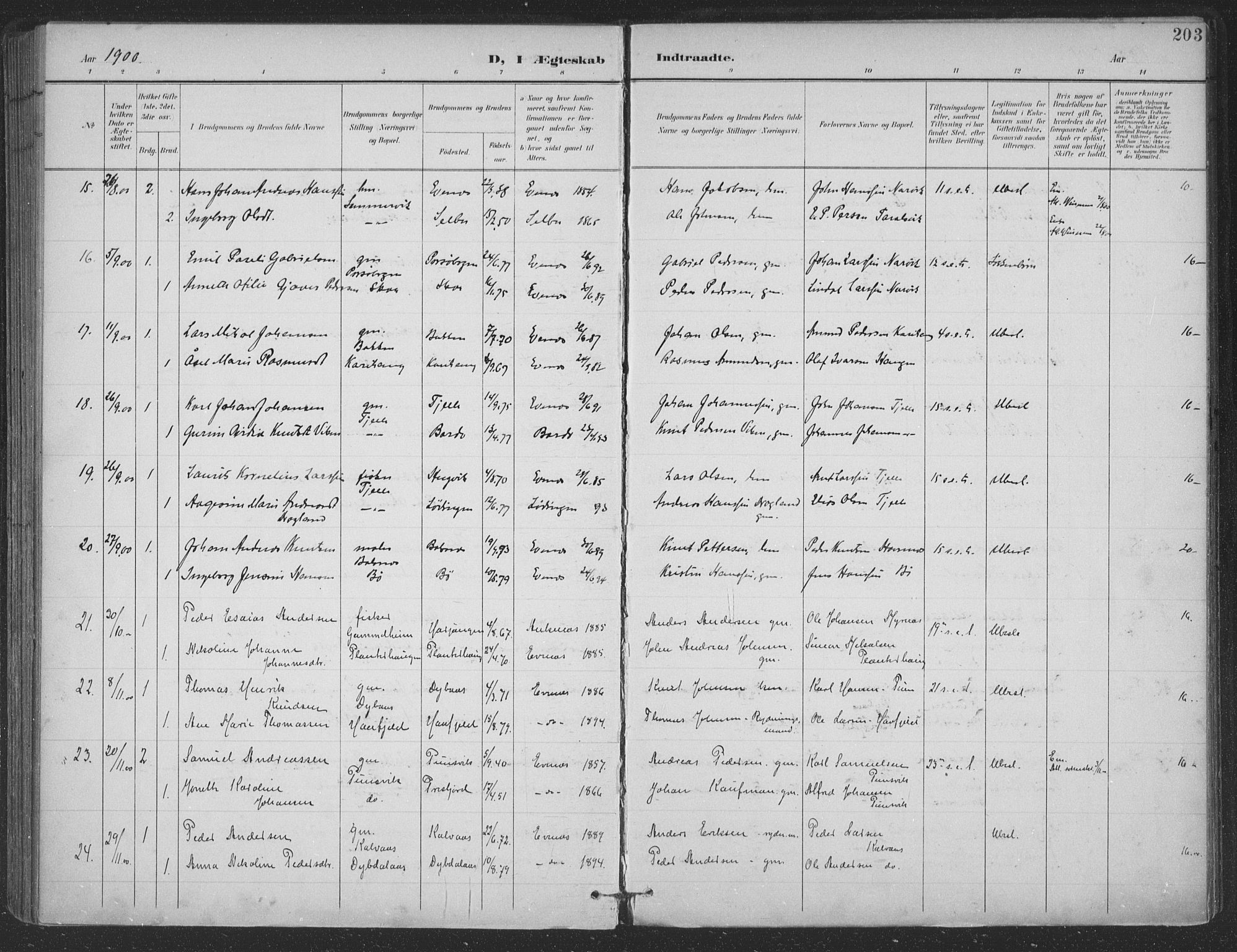 Ministerialprotokoller, klokkerbøker og fødselsregistre - Nordland, SAT/A-1459/863/L0899: Parish register (official) no. 863A11, 1897-1906, p. 203