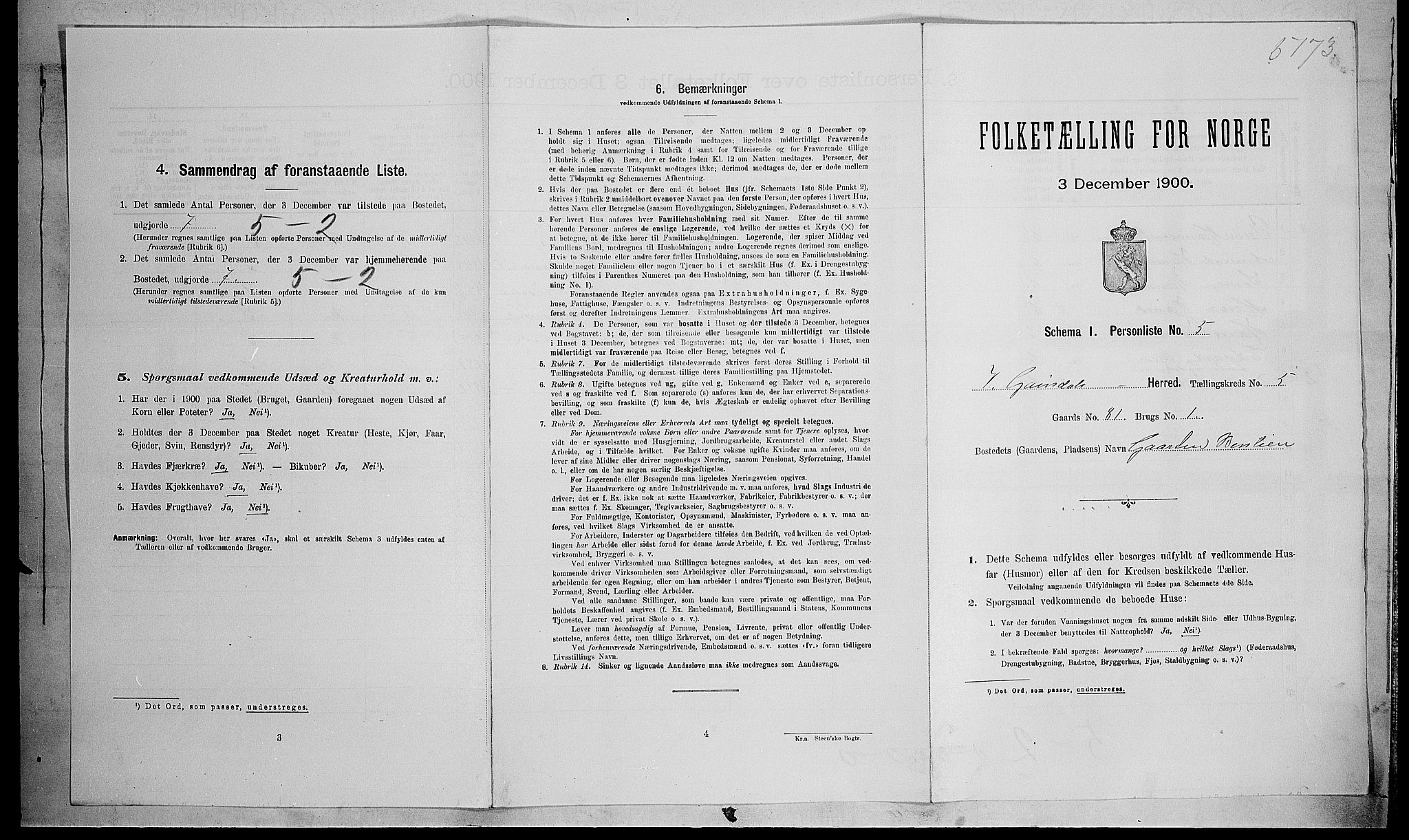 SAH, 1900 census for Vestre Gausdal, 1900, p. 632