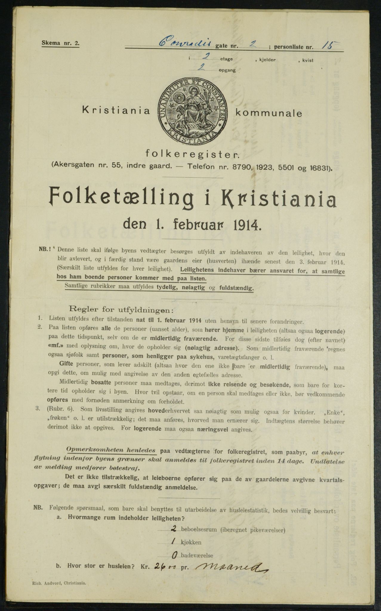 OBA, Municipal Census 1914 for Kristiania, 1914, p. 13537