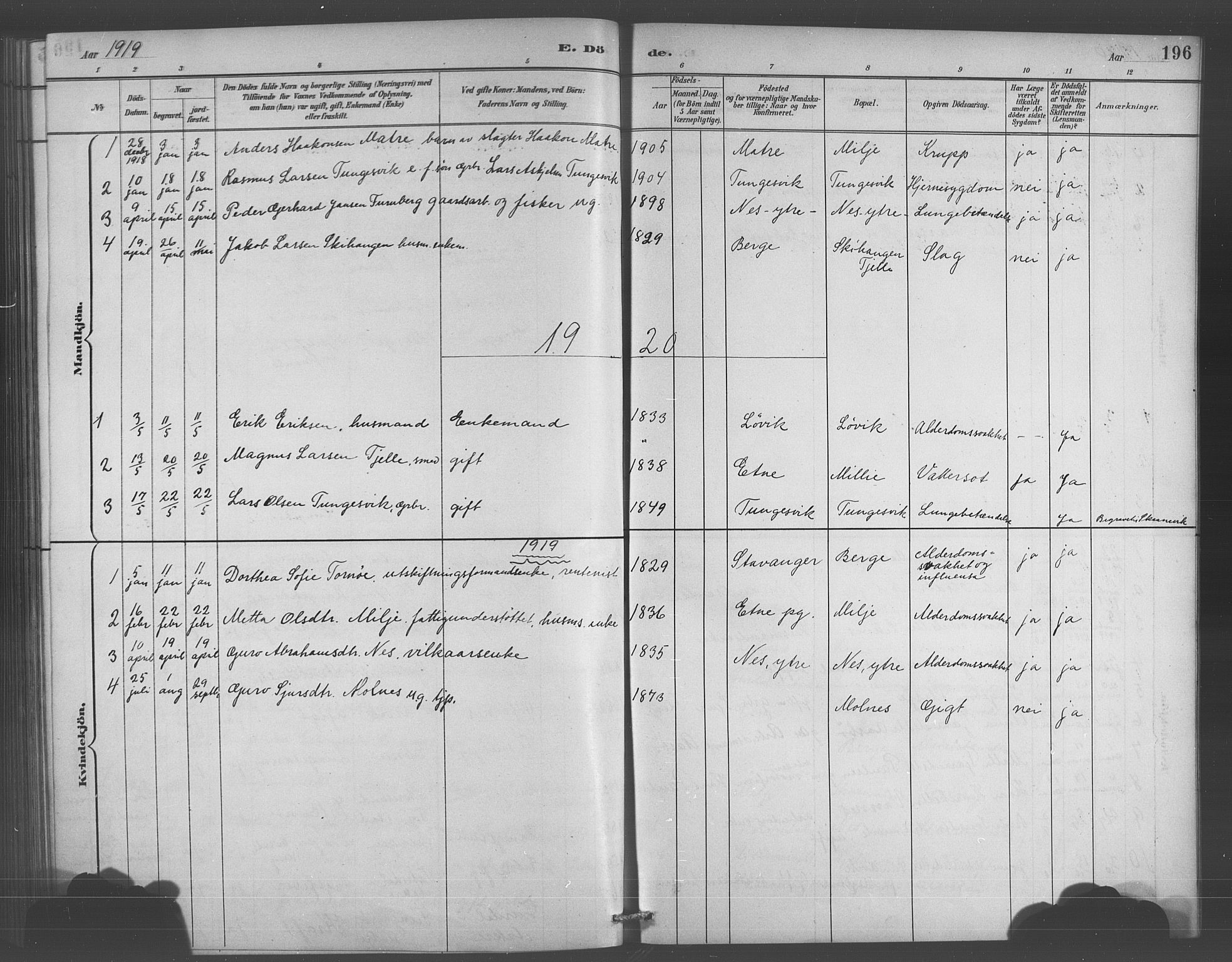Skånevik sokneprestembete, SAB/A-77801/H/Hab: Parish register (copy) no. A 2, 1888-1924, p. 196