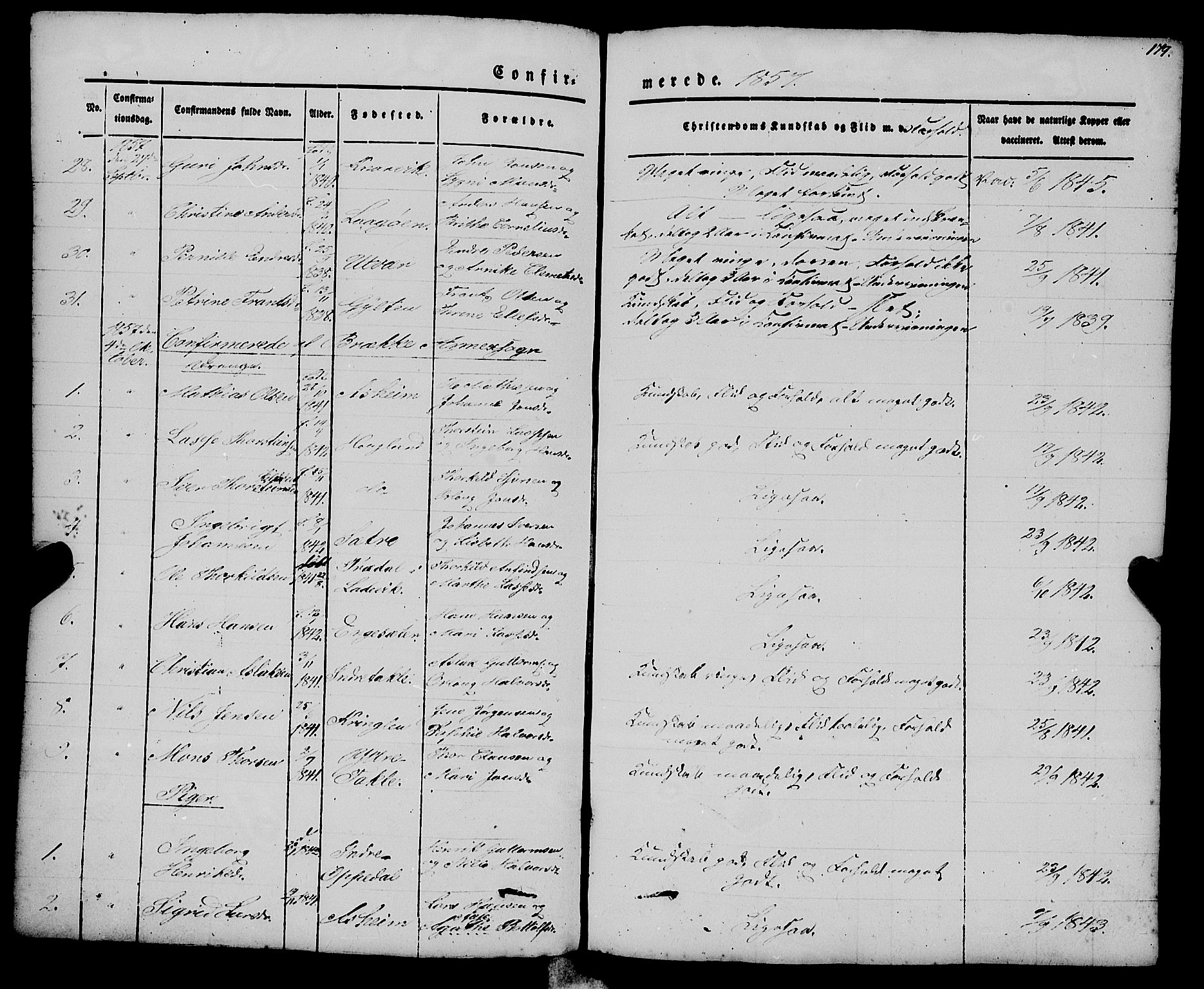 Gulen sokneprestembete, AV/SAB-A-80201/H/Haa/Haaa/L0021: Parish register (official) no. A 21, 1848-1858, p. 179