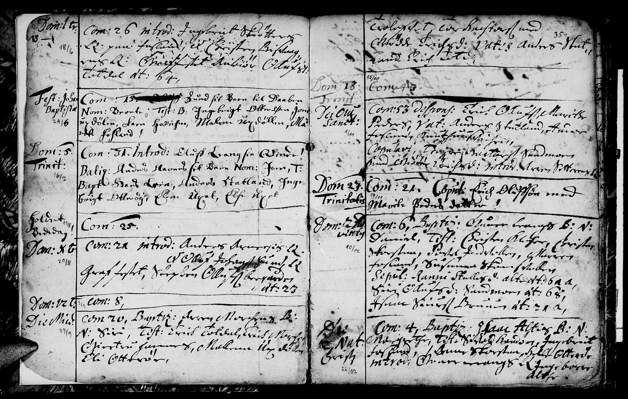 Ministerialprotokoller, klokkerbøker og fødselsregistre - Nord-Trøndelag, SAT/A-1458/774/L0627: Parish register (official) no. 774A01, 1693-1738, p. 34-35