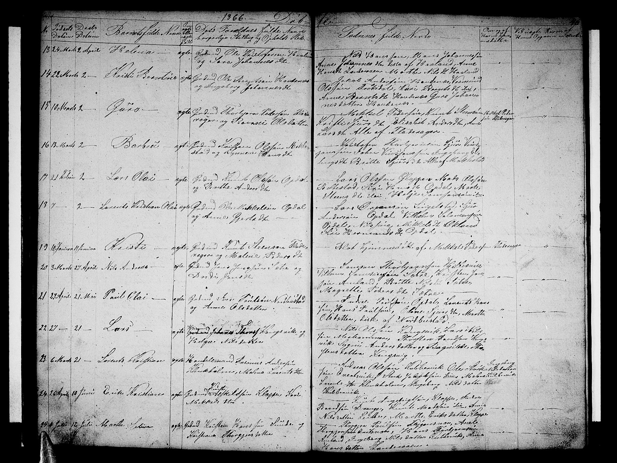 Tysnes sokneprestembete, AV/SAB-A-78601/H/Hab: Parish register (copy) no. E 1, 1855-1874, p. 46