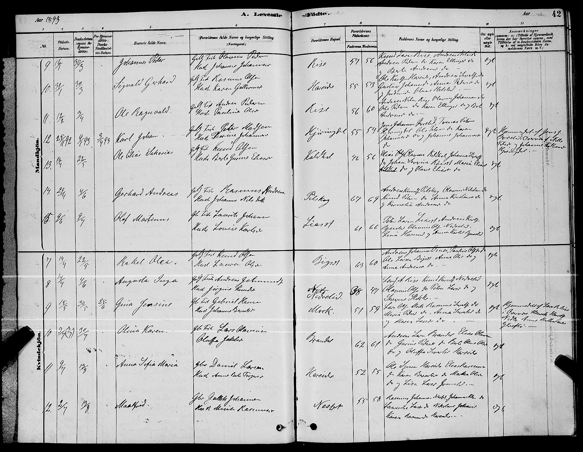 Ministerialprotokoller, klokkerbøker og fødselsregistre - Møre og Romsdal, SAT/A-1454/510/L0125: Parish register (copy) no. 510C02, 1878-1900, p. 42