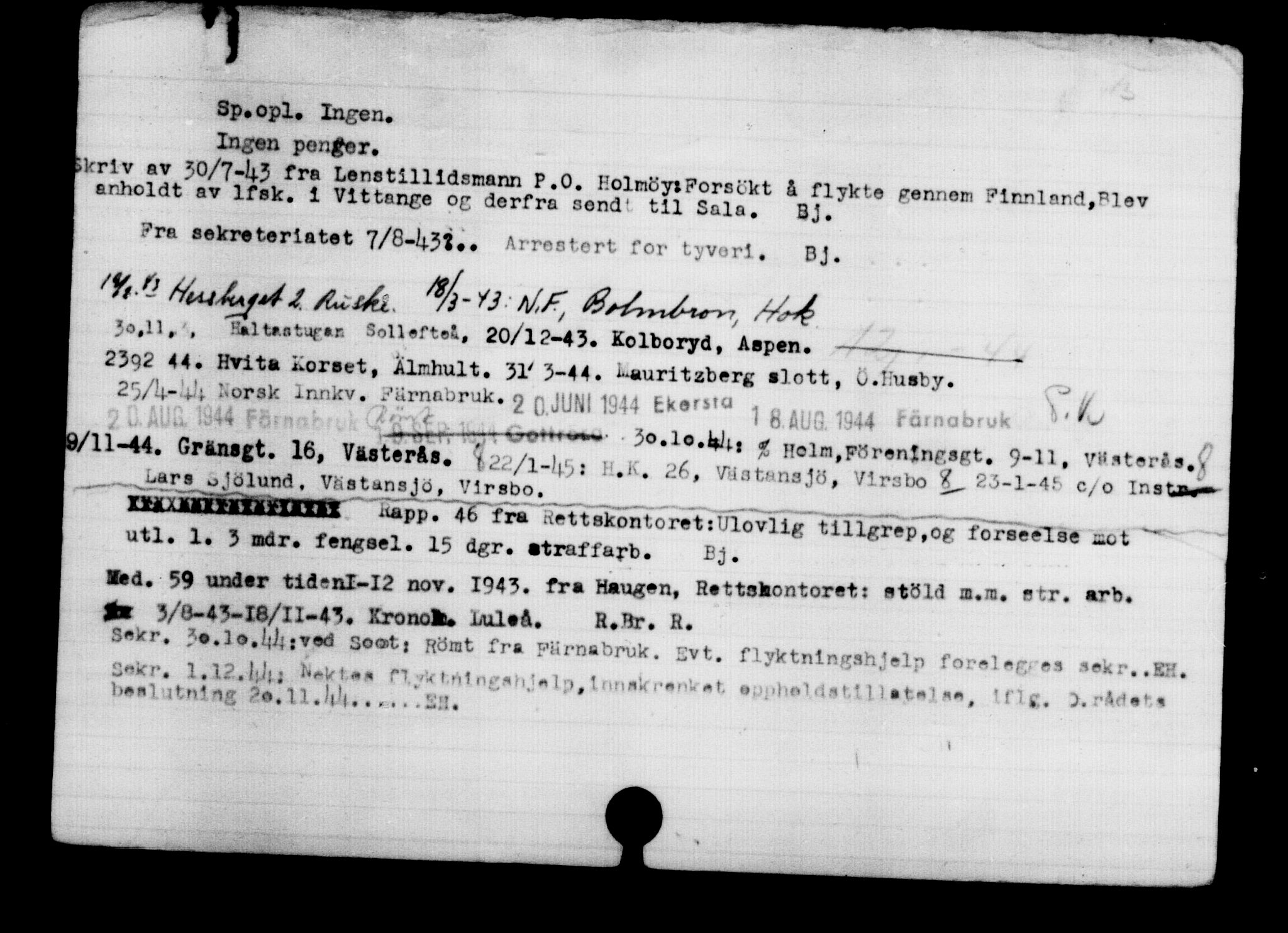 Utenriksstasjonene, Legasjonen i Stockholm, Flyktningkontoret, AV/RA-S-6753/V/Va/L0003: Kjesäterkartoteket, flyktninger med registreringsnr. 2001-3495, 1940-1945, p. 1754