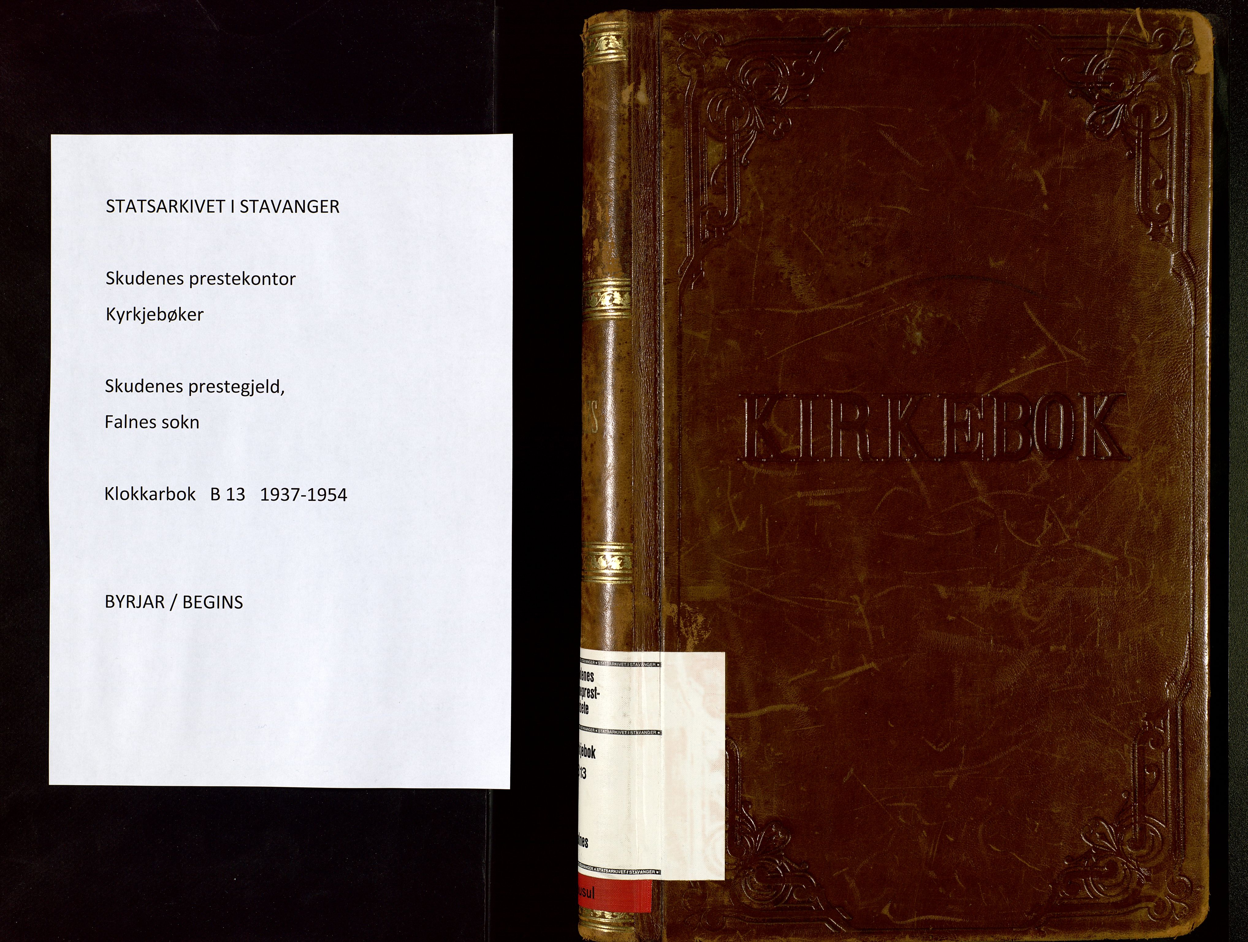 Skudenes sokneprestkontor, SAST/A -101849/H/Ha/Hab/L0013: Parish register (copy) no. B 13, 1937-1954