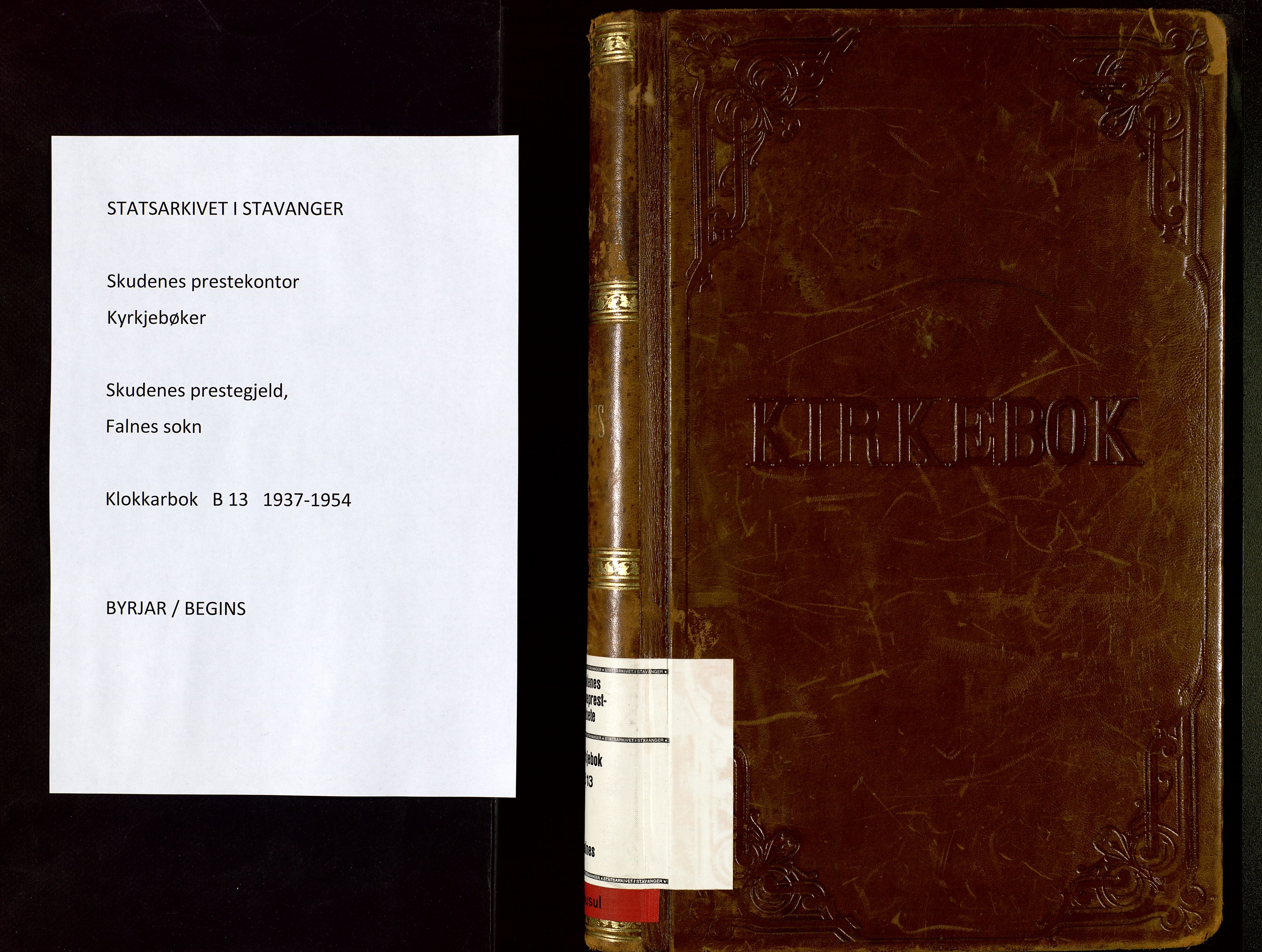 Skudenes sokneprestkontor, AV/SAST-A -101849/H/Ha/Hab/L0013: Parish register (copy) no. B 13, 1937-1954