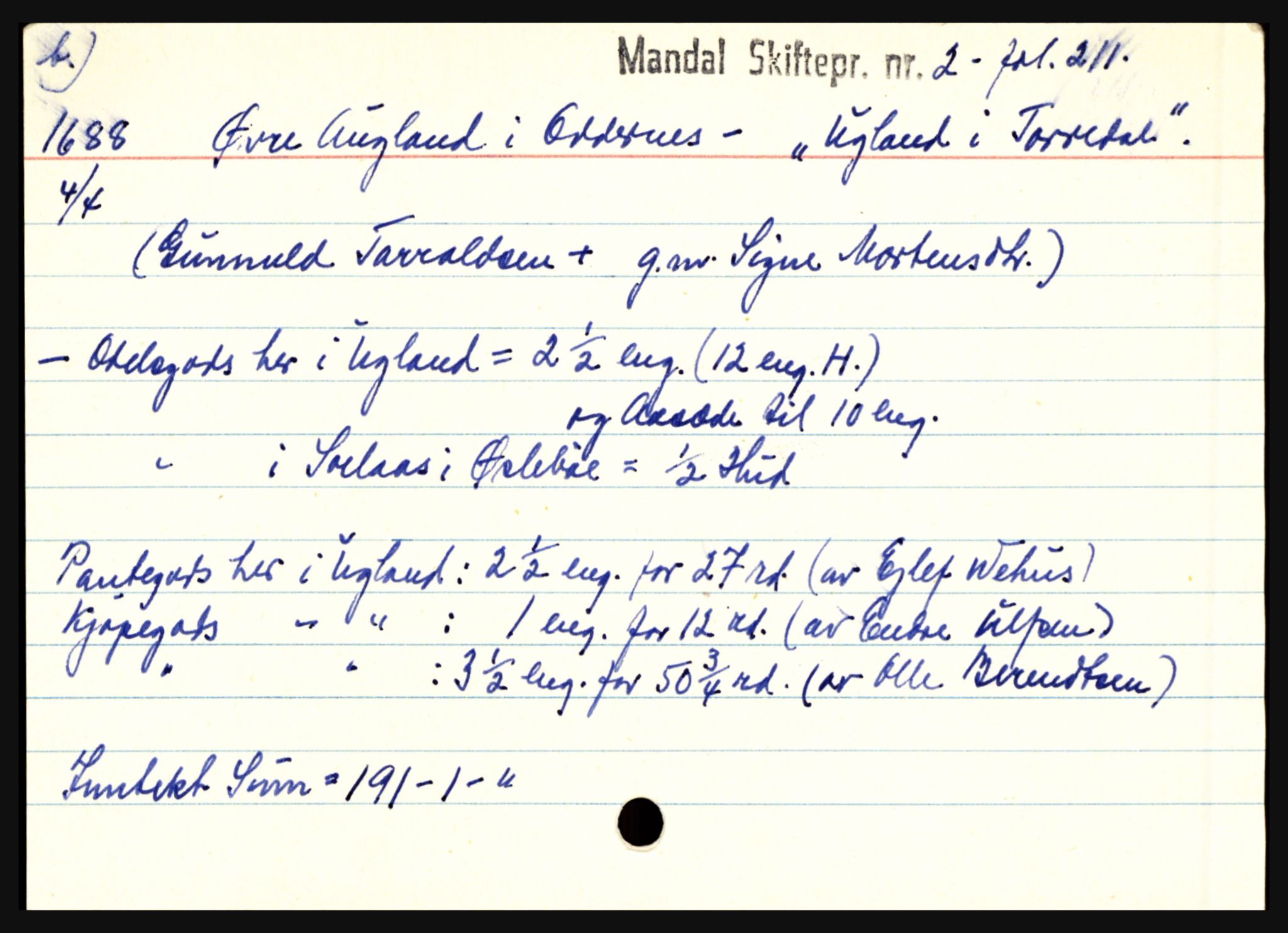 Mandal sorenskriveri, AV/SAK-1221-0005/001/H, p. 327