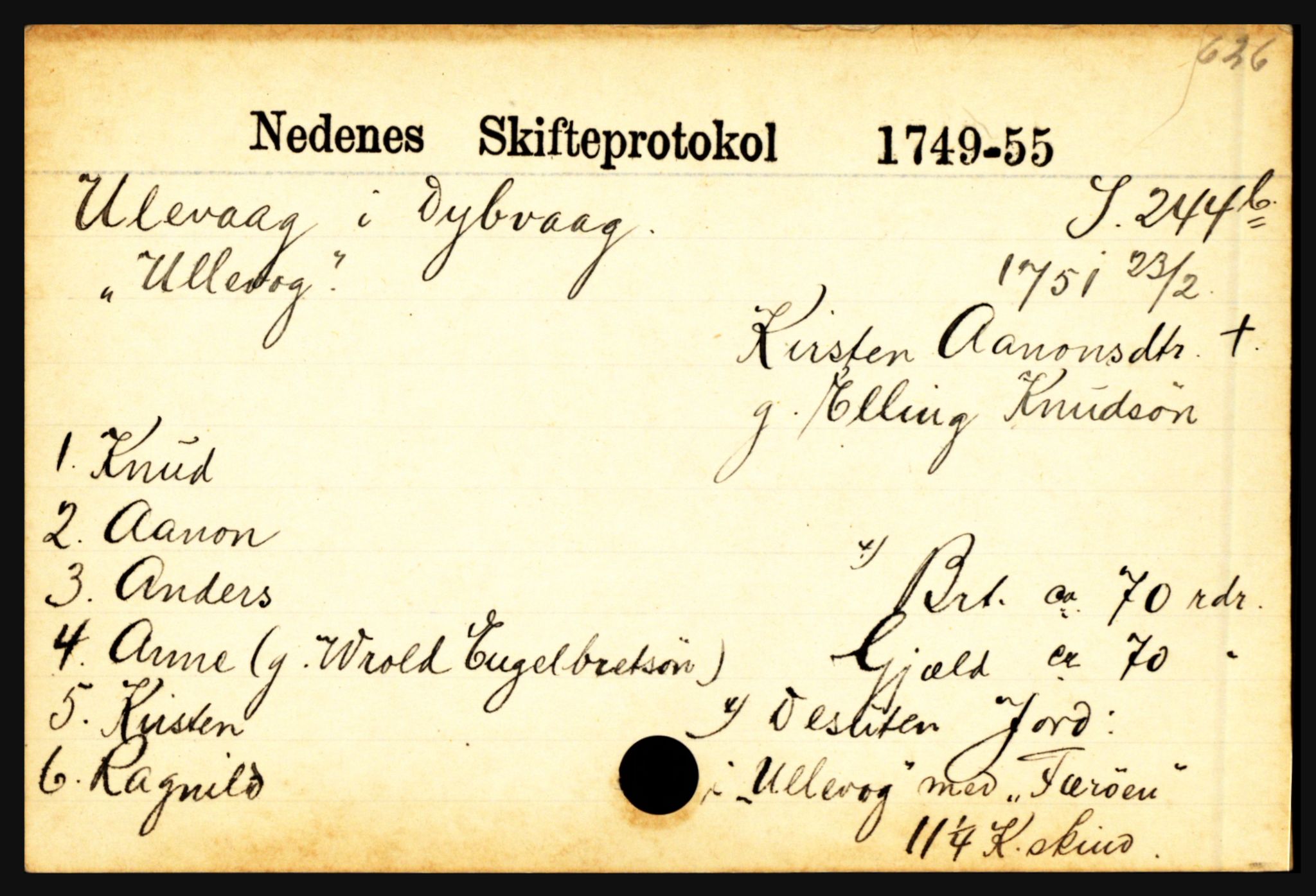 Nedenes sorenskriveri før 1824, AV/SAK-1221-0007/H, p. 32105