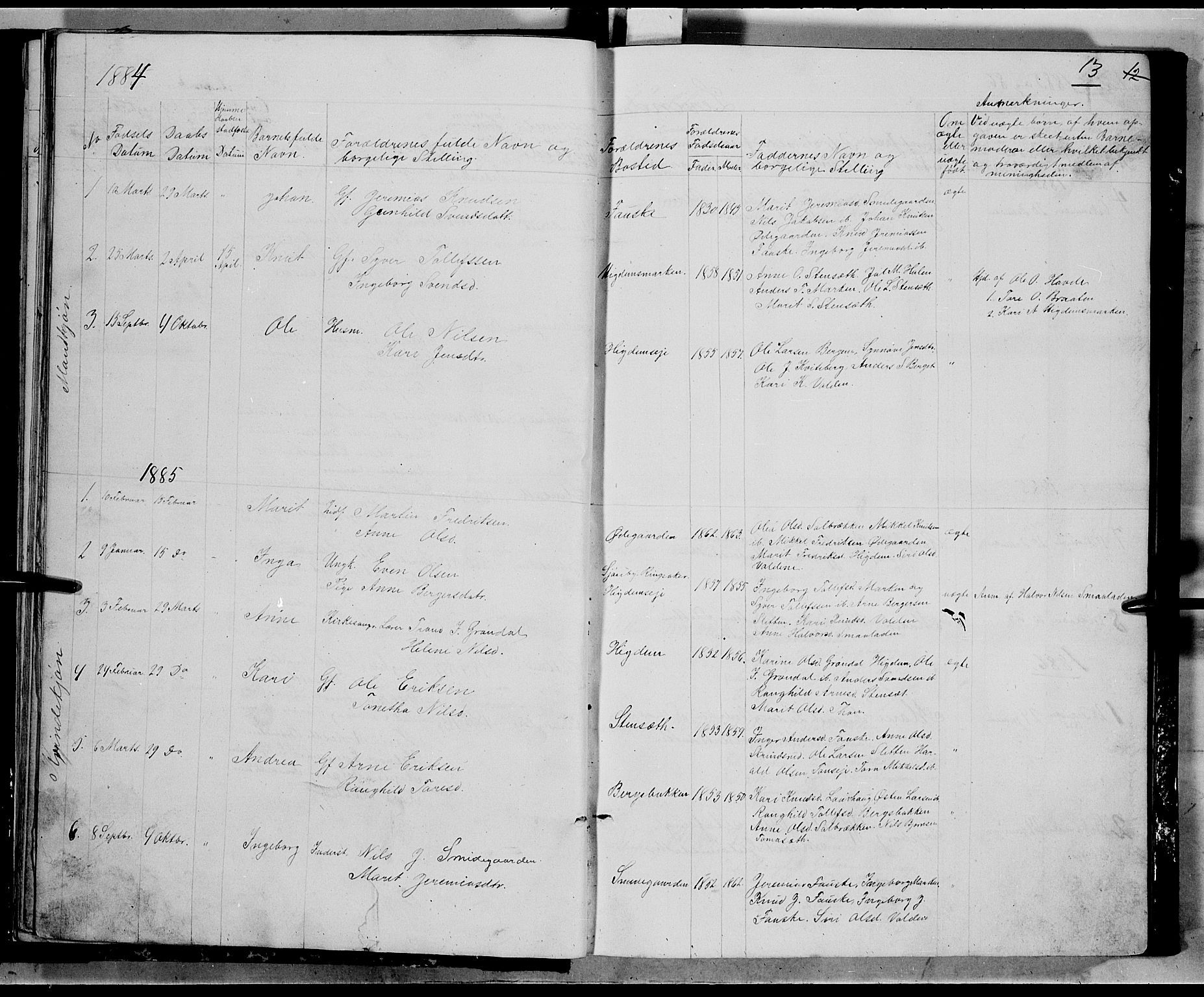 Nord-Aurdal prestekontor, SAH/PREST-132/H/Ha/Hab/L0005: Parish register (copy) no. 5, 1876-1895, p. 13