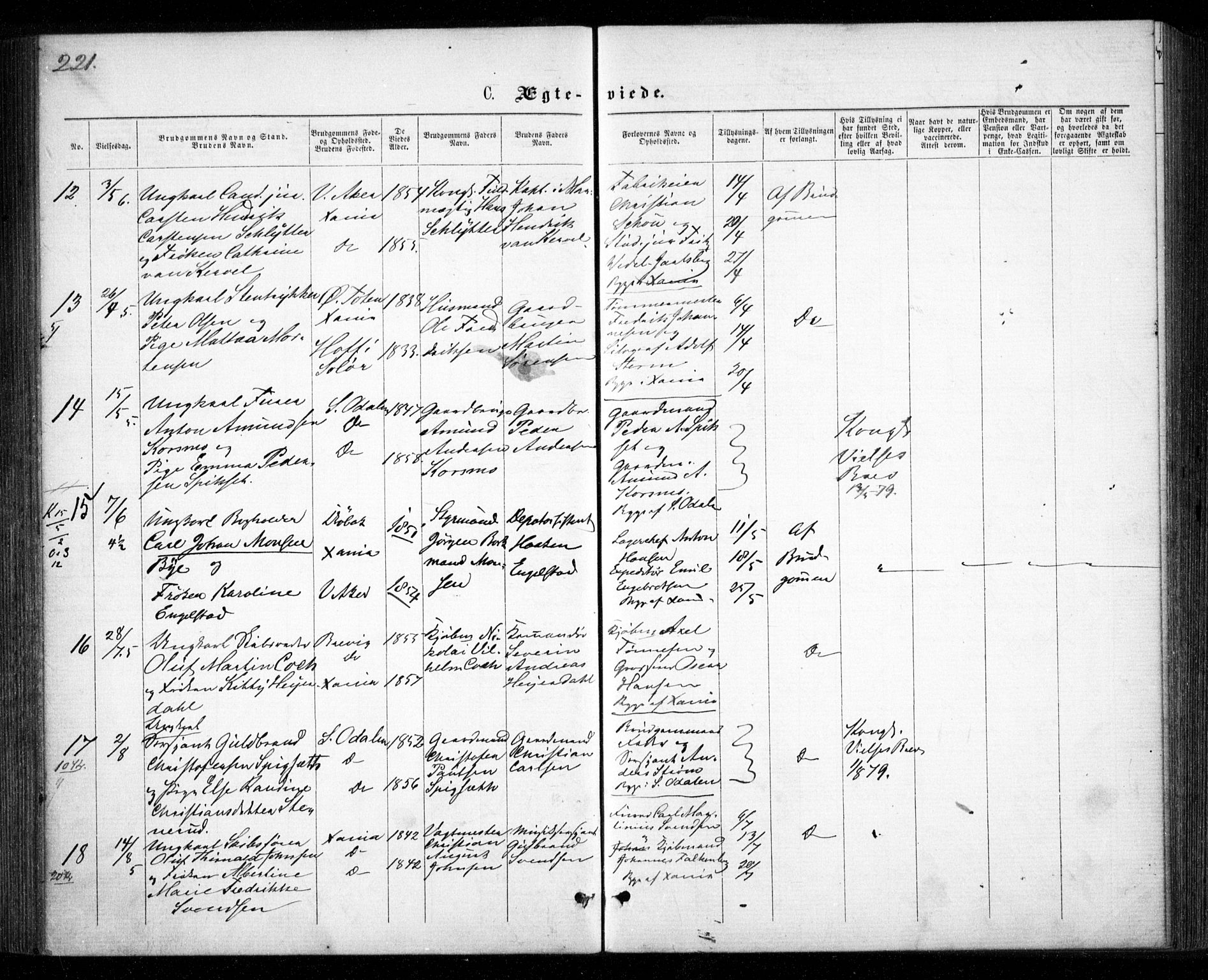 Garnisonsmenigheten Kirkebøker, SAO/A-10846/G/Ga/L0006: Parish register (copy) no. 6, 1860-1880, p. 221