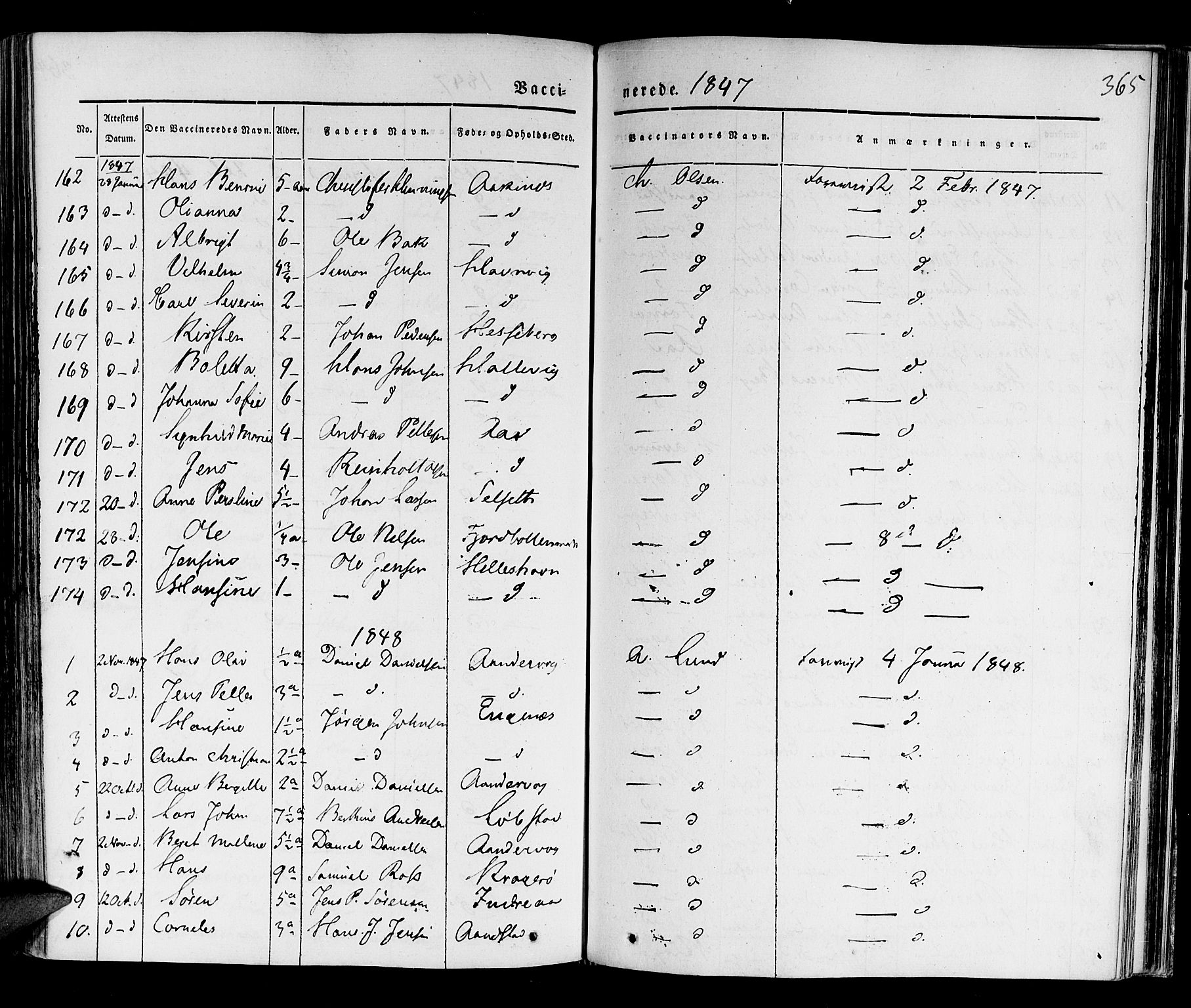 Ibestad sokneprestembete, AV/SATØ-S-0077/H/Ha/Haa/L0006kirke: Parish register (official) no. 6, 1837-1850, p. 365