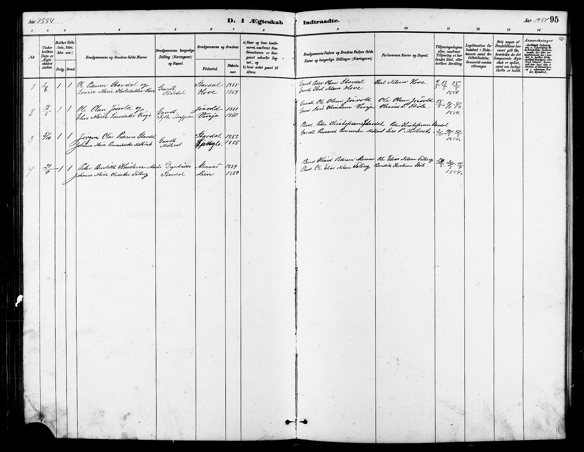 Ministerialprotokoller, klokkerbøker og fødselsregistre - Møre og Romsdal, AV/SAT-A-1454/521/L0302: Parish register (copy) no. 521C03, 1882-1907, p. 95