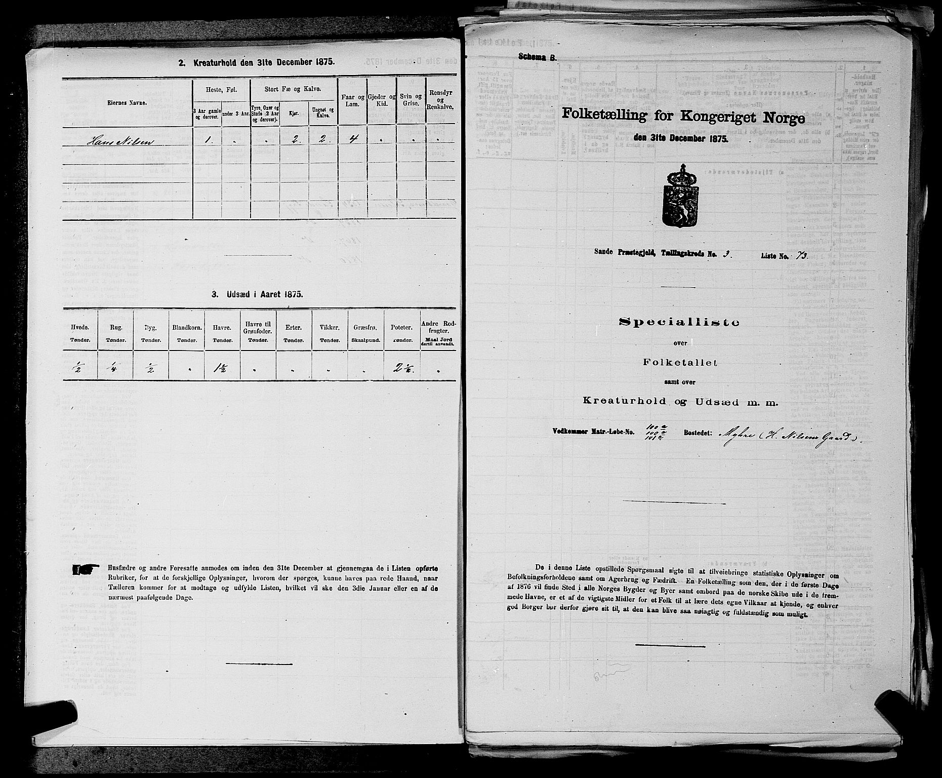 SAKO, 1875 census for 0713P Sande, 1875, p. 469