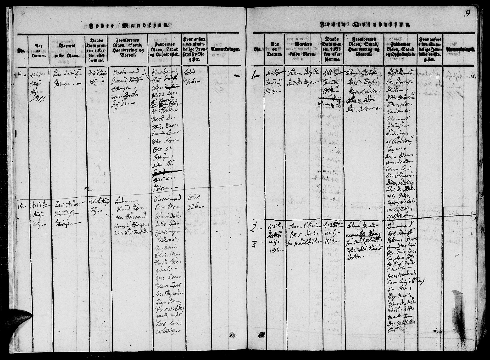 Ministerialprotokoller, klokkerbøker og fødselsregistre - Møre og Romsdal, AV/SAT-A-1454/520/L0273: Parish register (official) no. 520A03, 1817-1826, p. 9