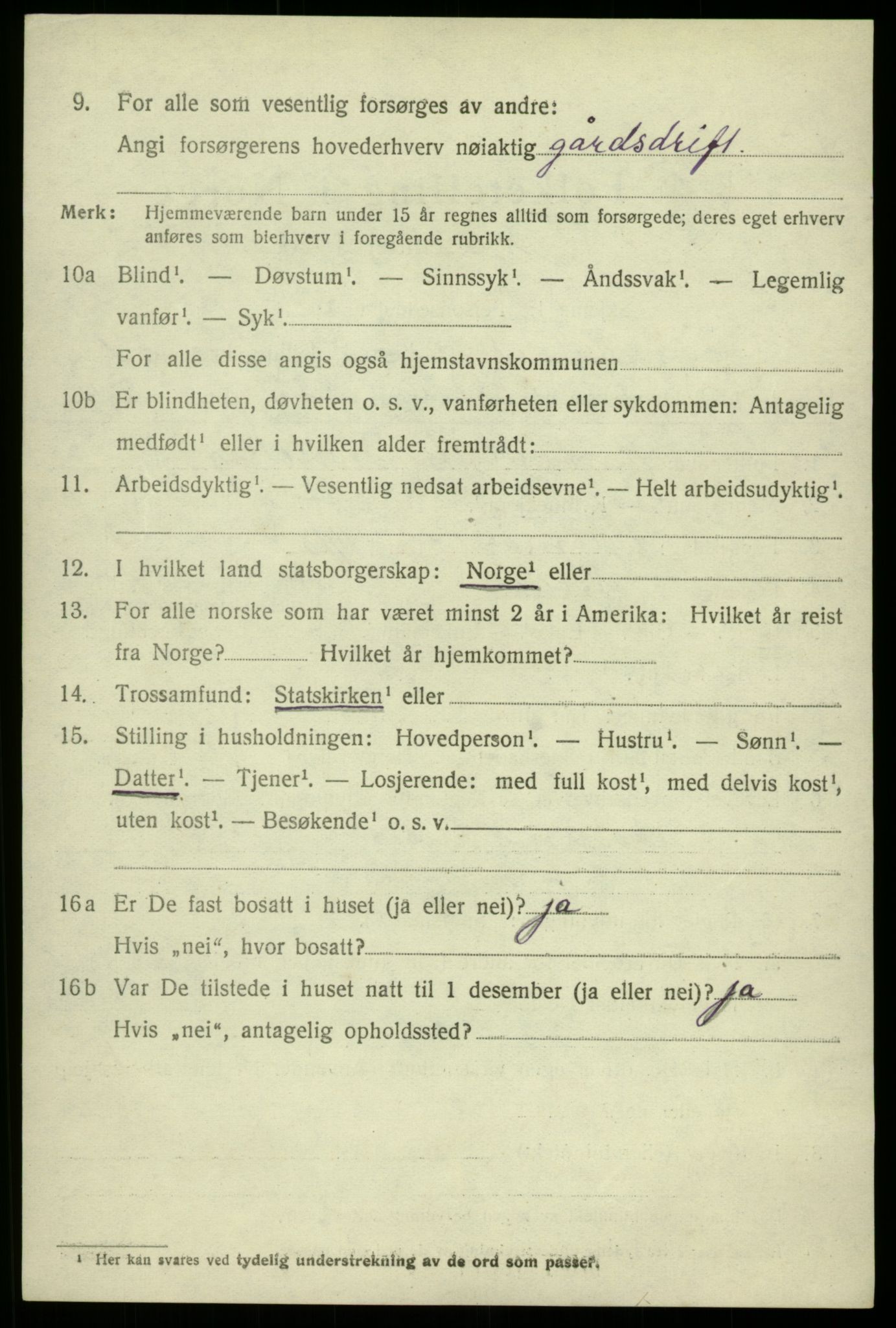 SAB, 1920 census for Røldal, 1920, p. 734