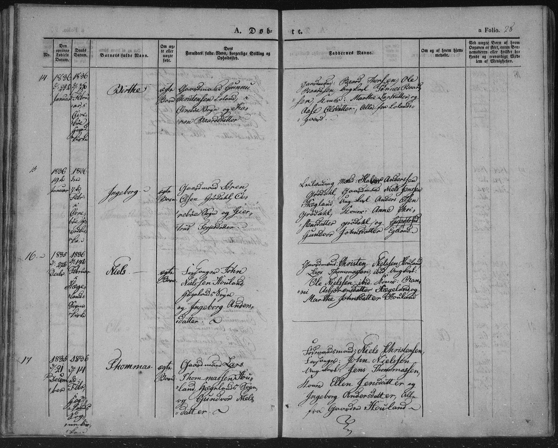 Vennesla sokneprestkontor, AV/SAK-1111-0045/Fa/Fac/L0004: Parish register (official) no. A 4, 1834-1855, p. 28