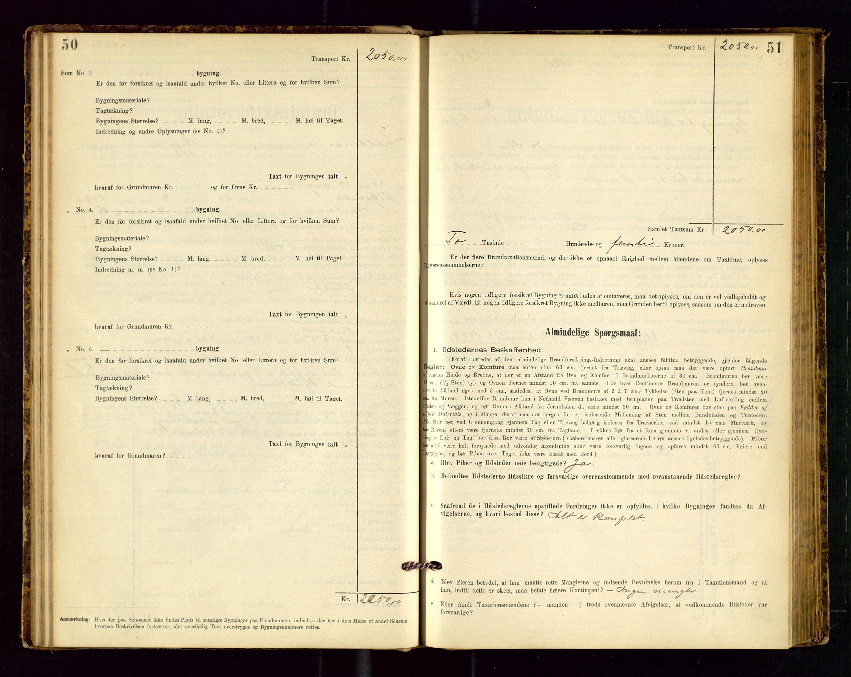 Avaldsnes lensmannskontor, AV/SAST-A-100286/Gob/L0001: "Brandtaxationsprotokol for Avaldsnes Lensmandsdistrikt Ryfylke Fogderi", 1894-1925, p. 50-51