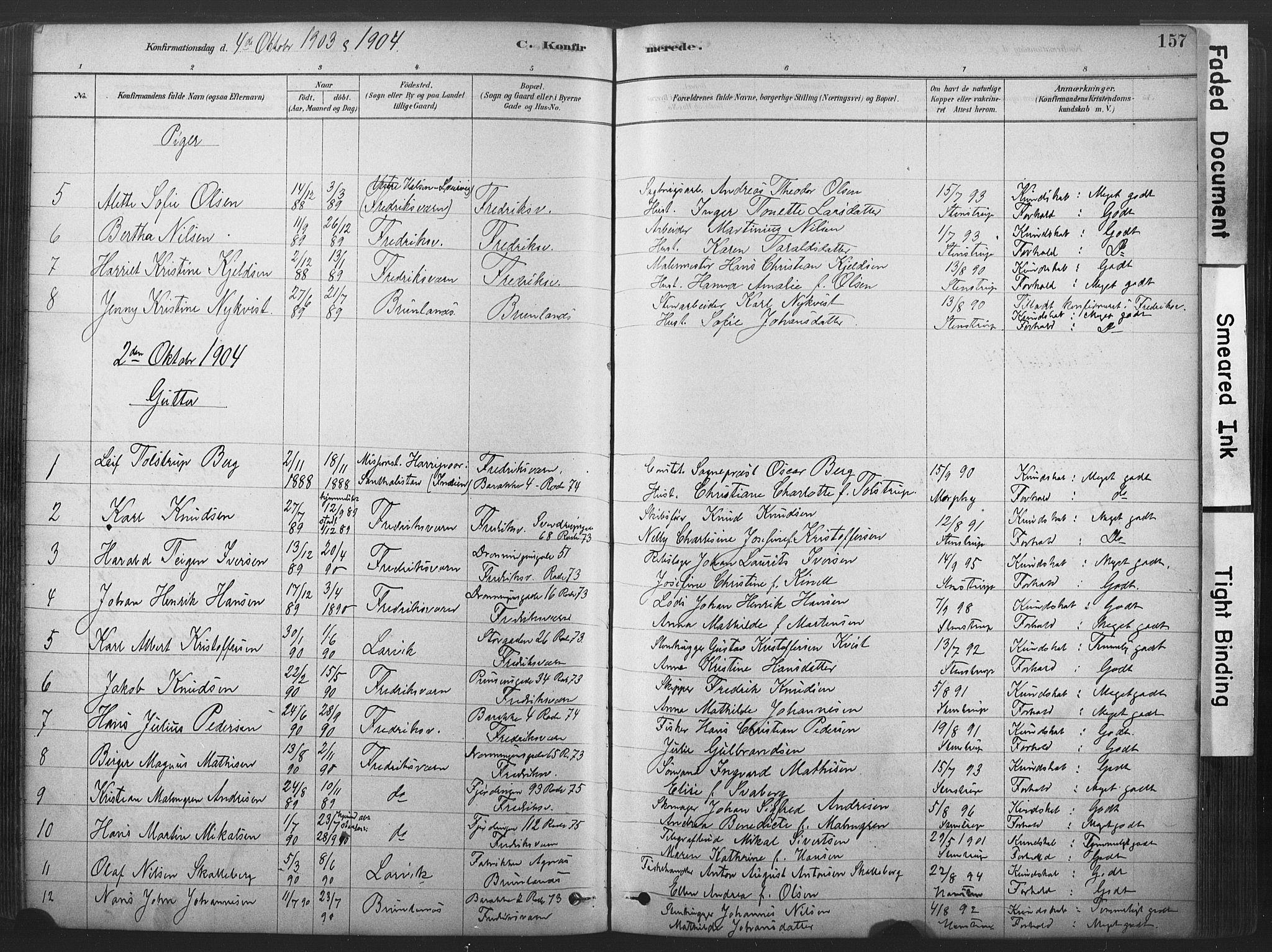 Stavern kirkebøker, SAKO/A-318/F/Fa/L0008: Parish register (official) no. 8, 1878-1905, p. 157