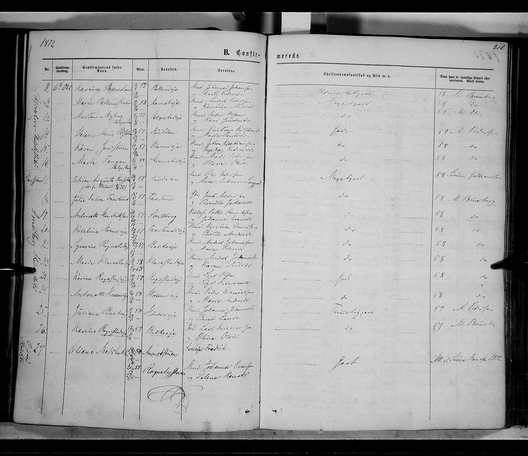 Østre Toten prestekontor, SAH/PREST-104/H/Ha/Haa/L0005: Parish register (official) no. 5, 1866-1877, p. 218