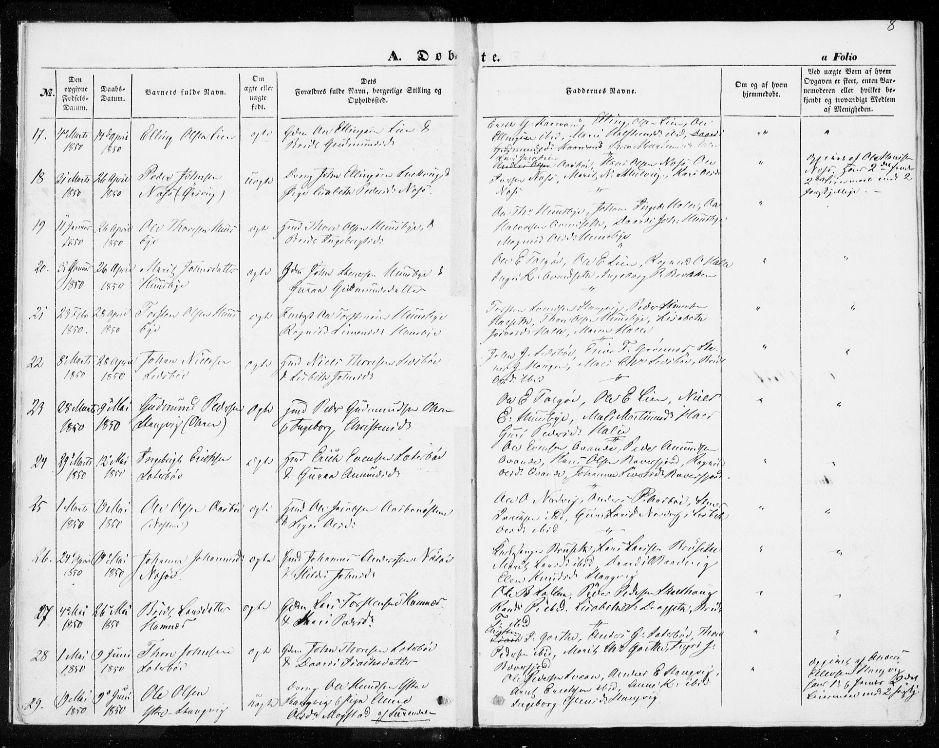 Ministerialprotokoller, klokkerbøker og fødselsregistre - Møre og Romsdal, SAT/A-1454/592/L1026: Parish register (official) no. 592A04, 1849-1867, p. 8