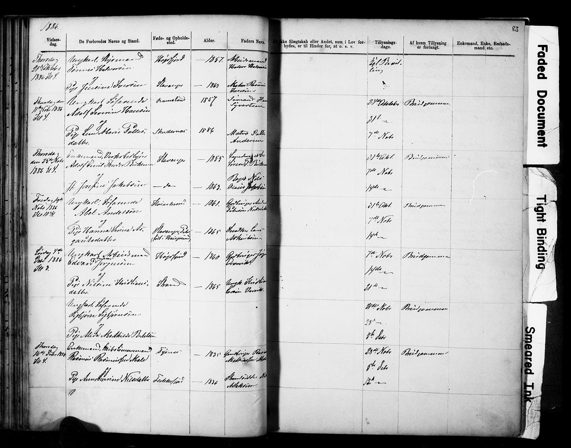 Domkirken sokneprestkontor, SAST/A-101812/001/30/30BB/L0014: Parish register (copy) no. B 14, 1875-1902, p. 83