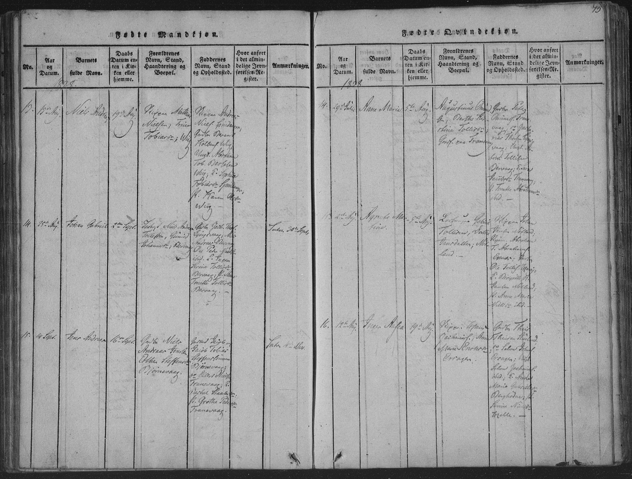 Herad sokneprestkontor, AV/SAK-1111-0018/F/Fa/Fab/L0002: Parish register (official) no. A 2, 1816-1844, p. 75