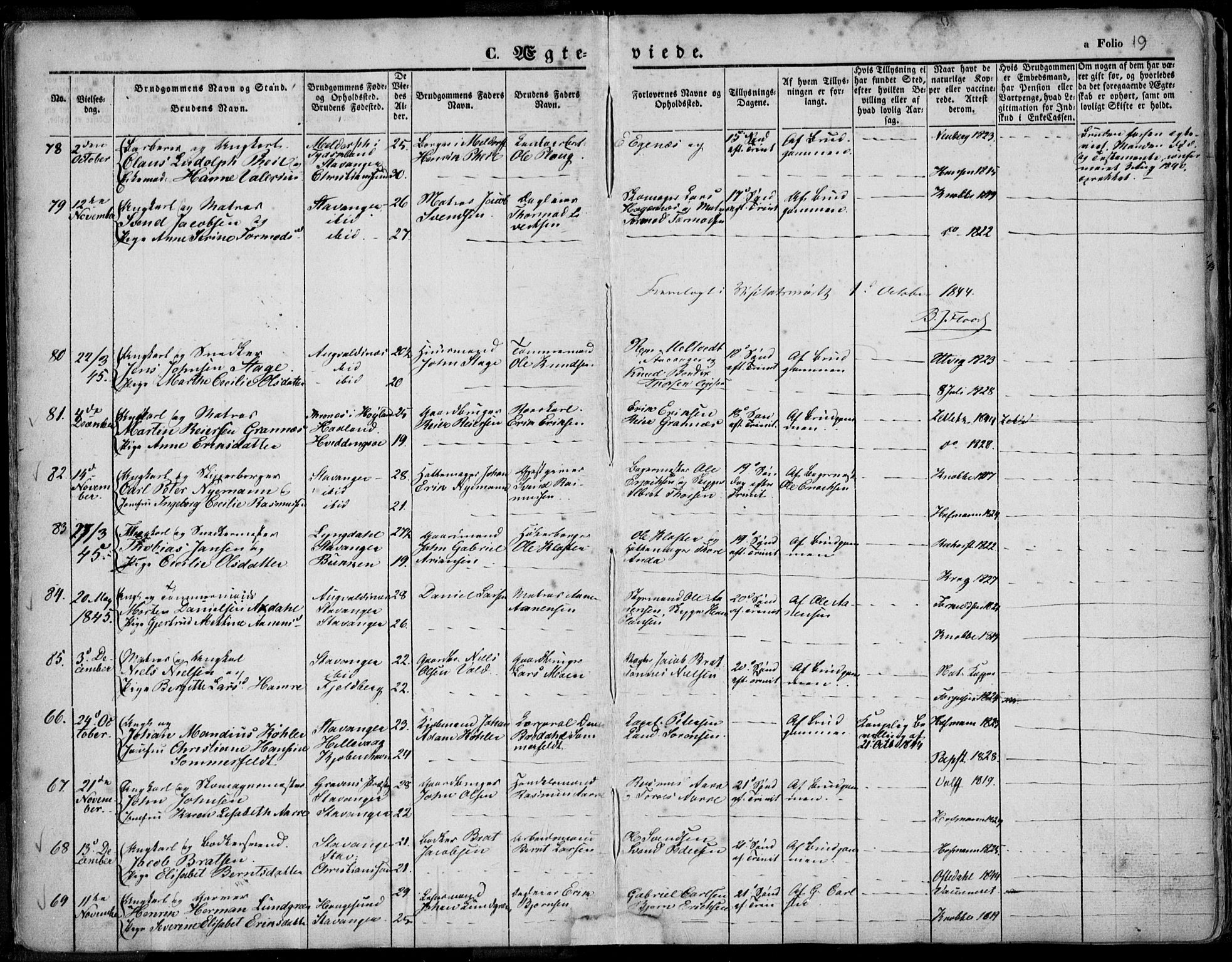 Domkirken sokneprestkontor, AV/SAST-A-101812/001/30/30BA/L0015: Parish register (official) no. A 14, 1842-1857, p. 19