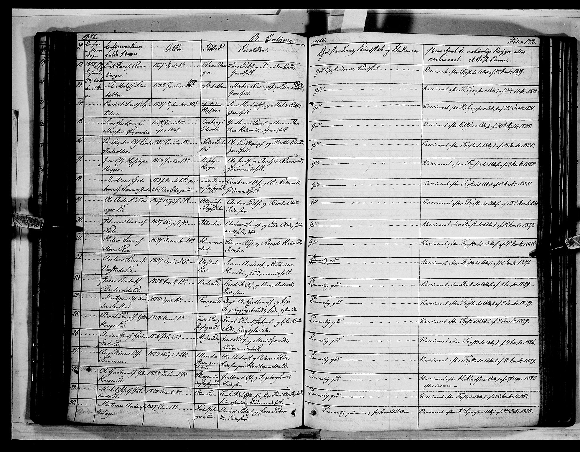 Stange prestekontor, AV/SAH-PREST-002/K/L0010: Parish register (official) no. 10, 1835-1845, p. 172