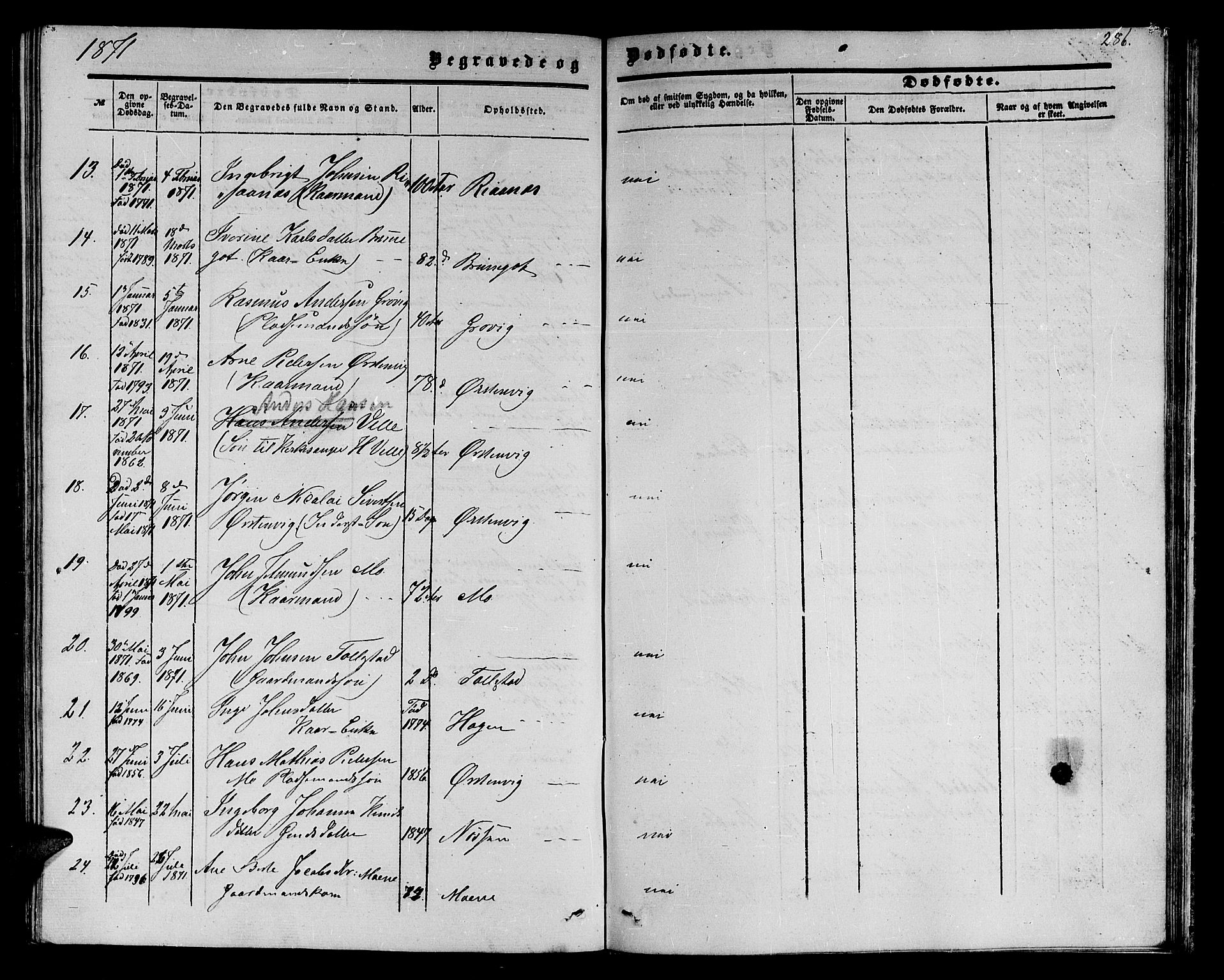 Ministerialprotokoller, klokkerbøker og fødselsregistre - Møre og Romsdal, AV/SAT-A-1454/513/L0188: Parish register (copy) no. 513C02, 1865-1882, p. 286