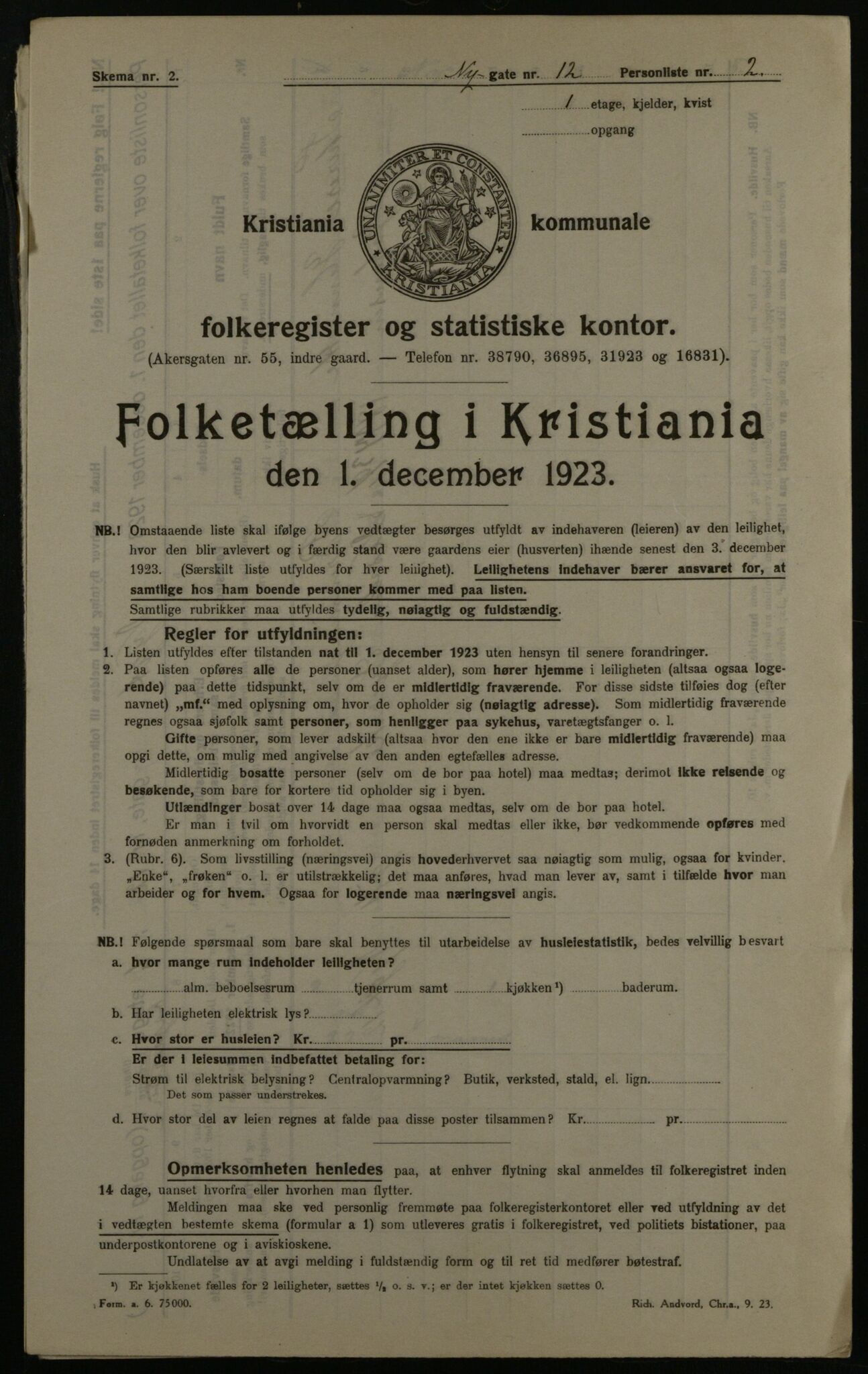 OBA, Municipal Census 1923 for Kristiania, 1923, p. 81285