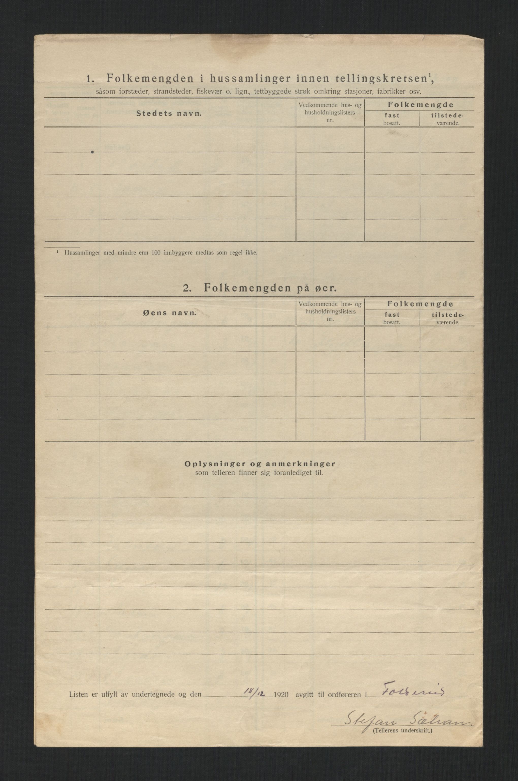 SAT, 1920 census for Foldereid, 1920, p. 21