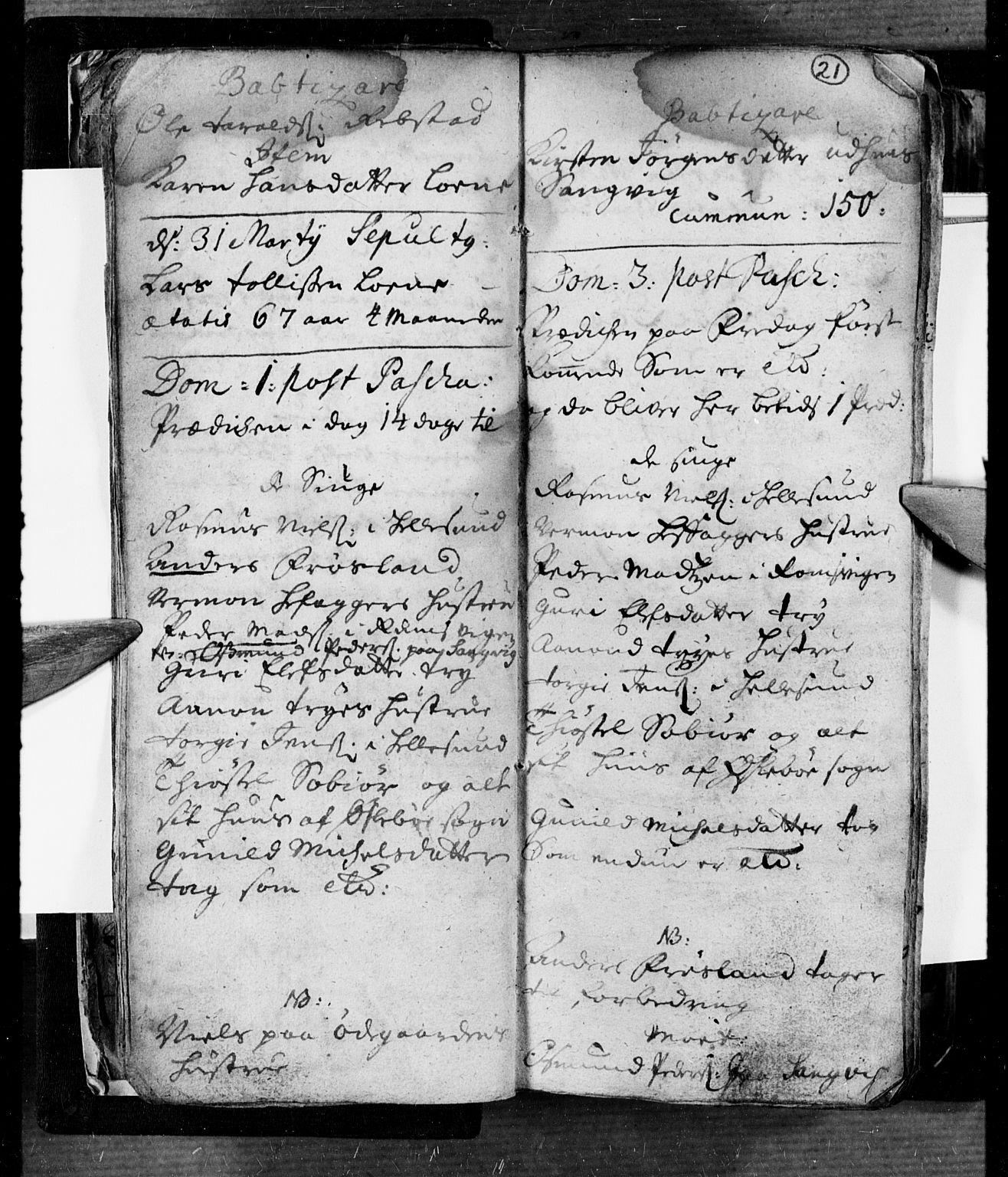 Søgne sokneprestkontor, AV/SAK-1111-0037/F/Fa/Fab/L0001: Parish register (official) no. A 1, 1716-1740, p. 21