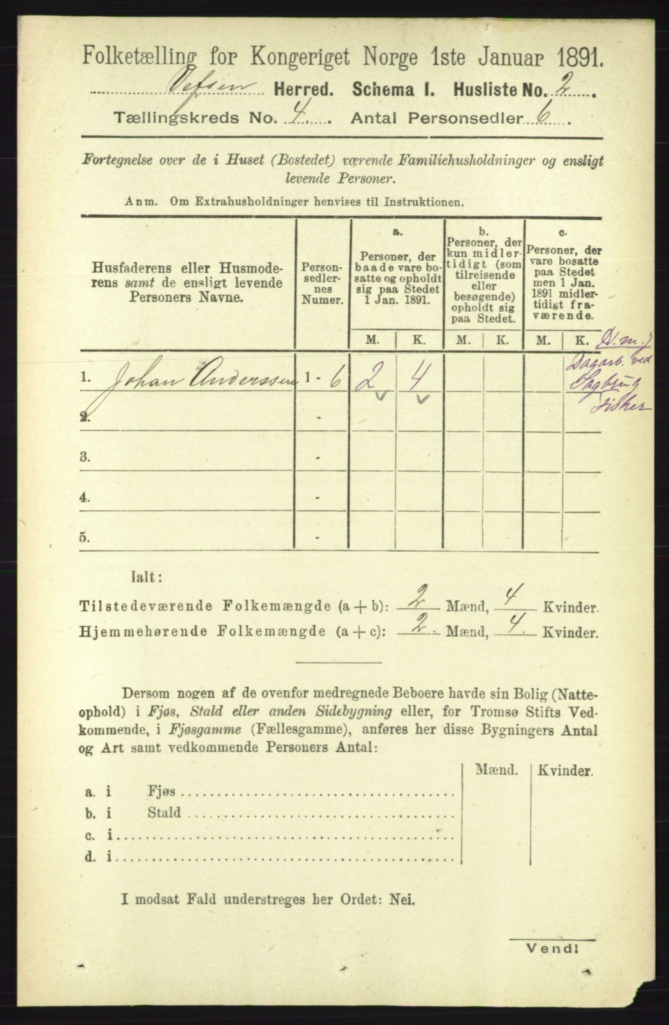 RA, 1891 census for 1824 Vefsn, 1891, p. 1564