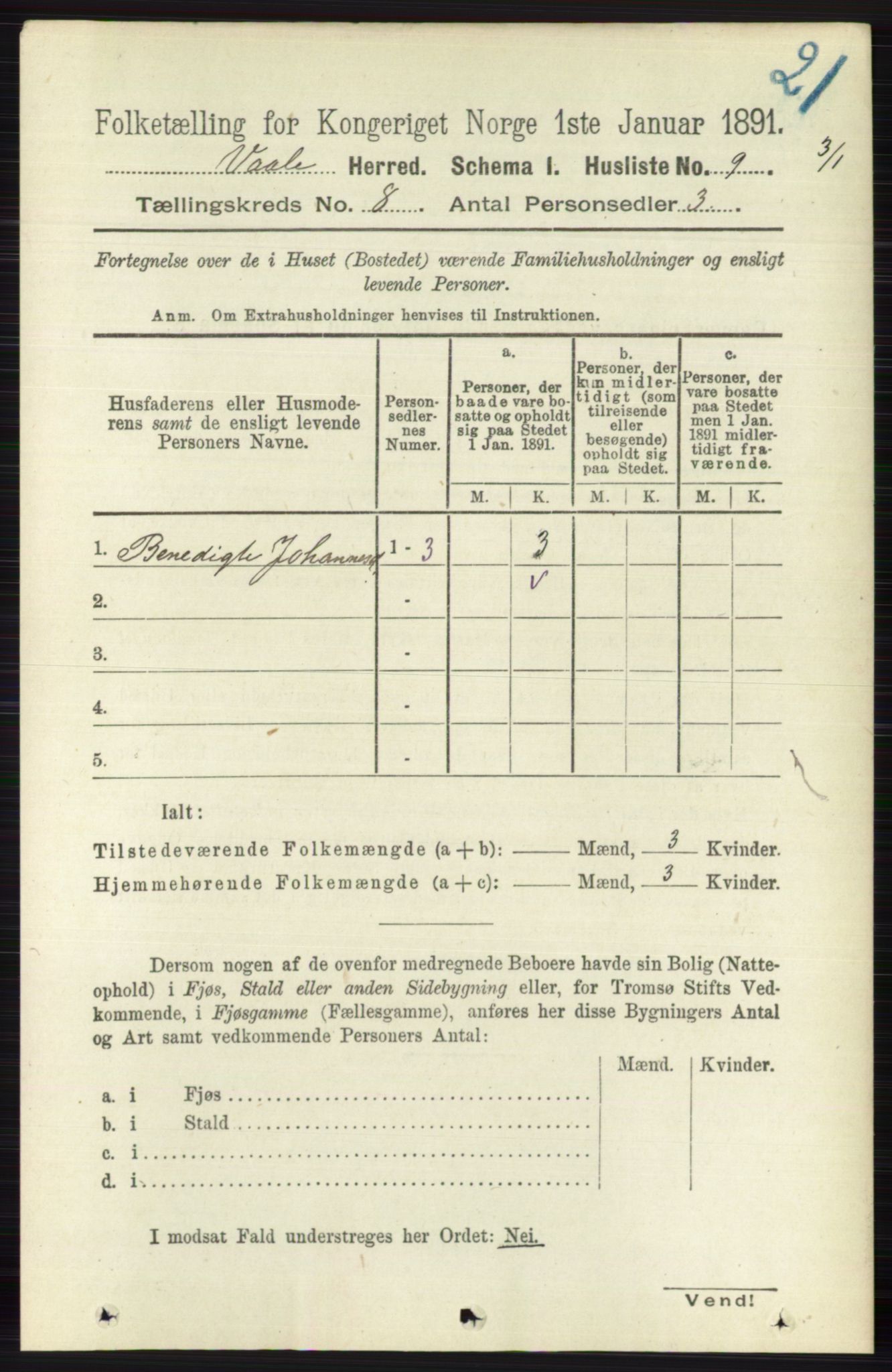 RA, 1891 census for 0716 Våle, 1891, p. 2769