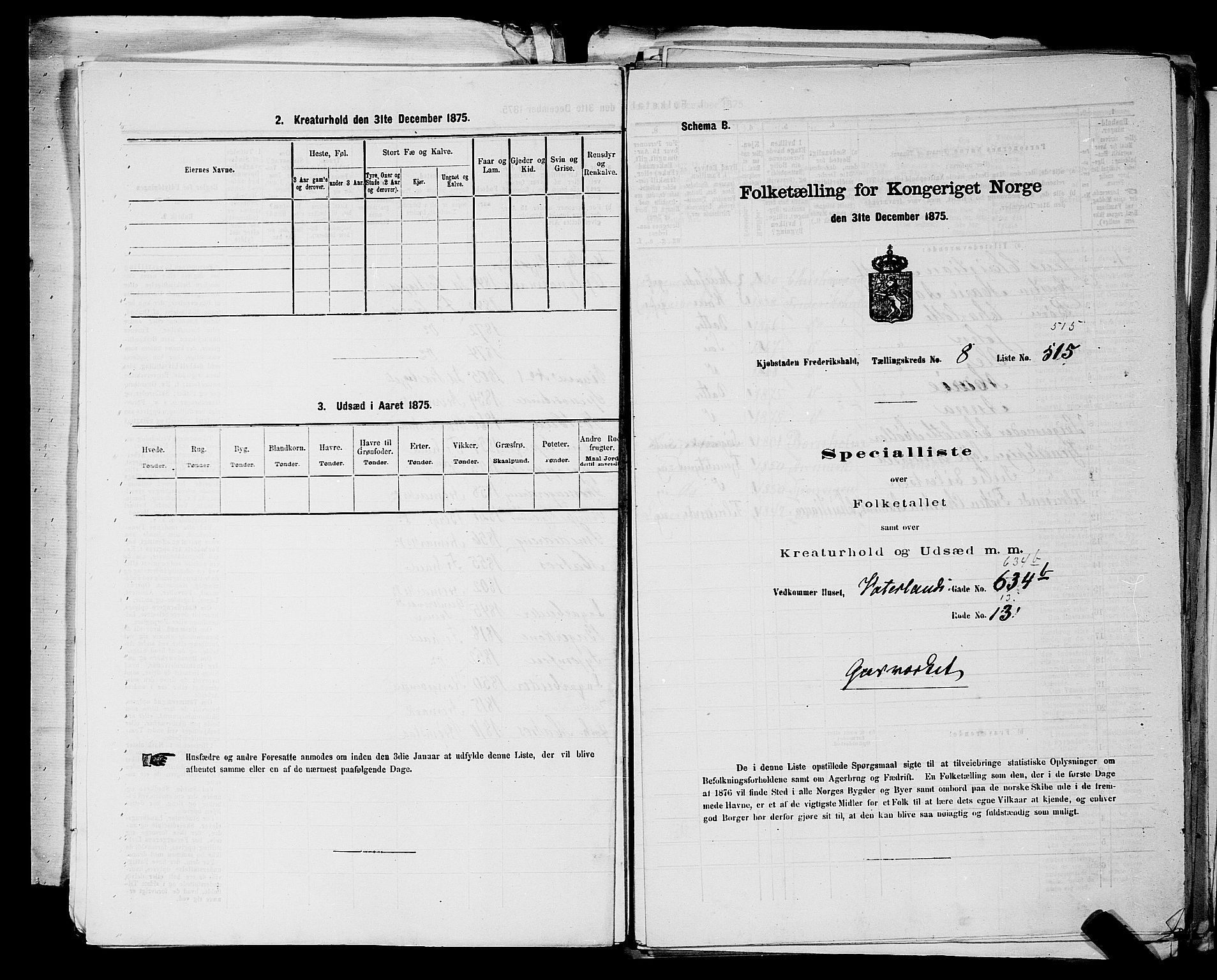 RA, 1875 census for 0101P Fredrikshald, 1875, p. 1149