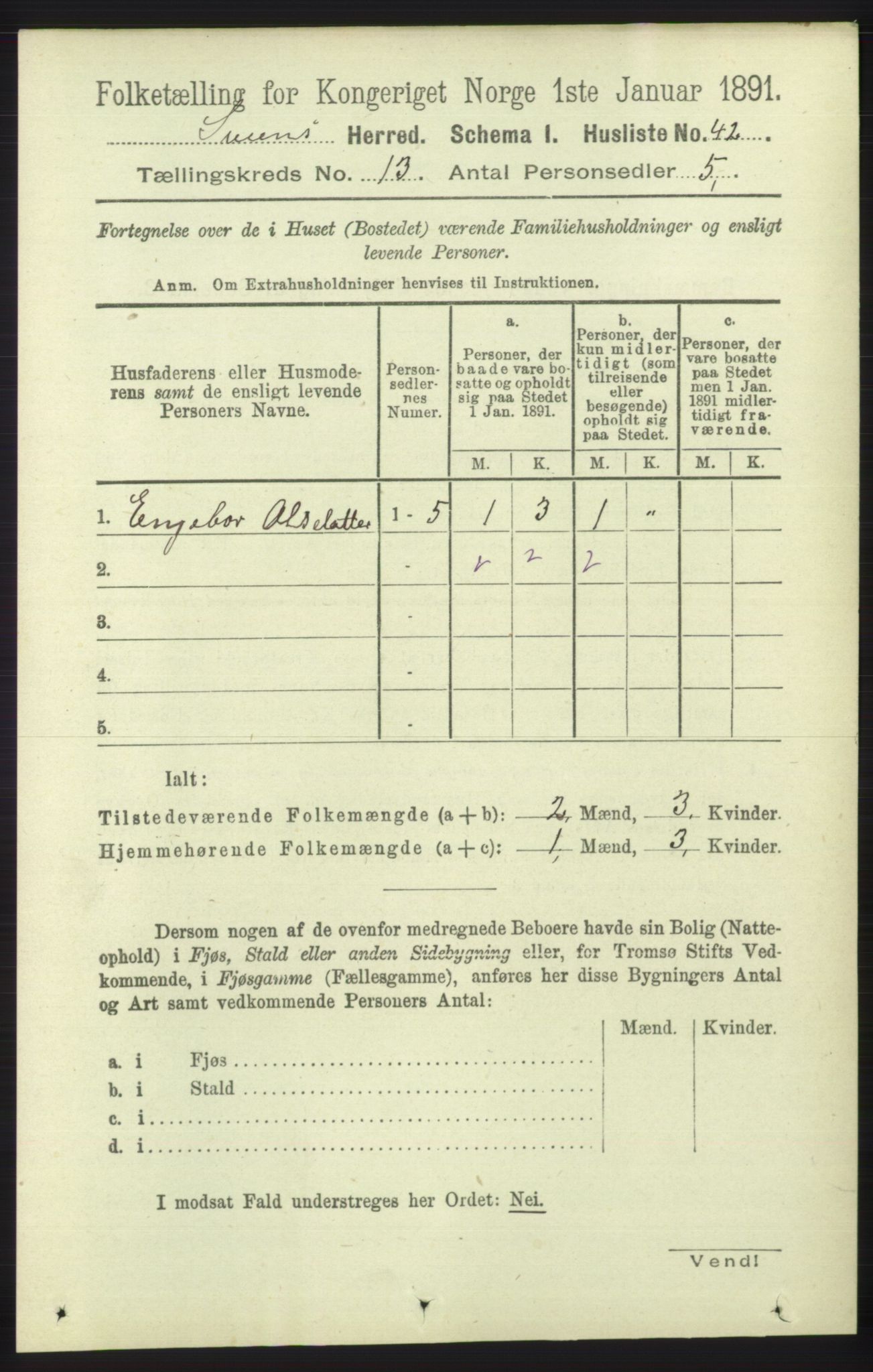 RA, 1891 census for 1216 Sveio, 1891, p. 3659