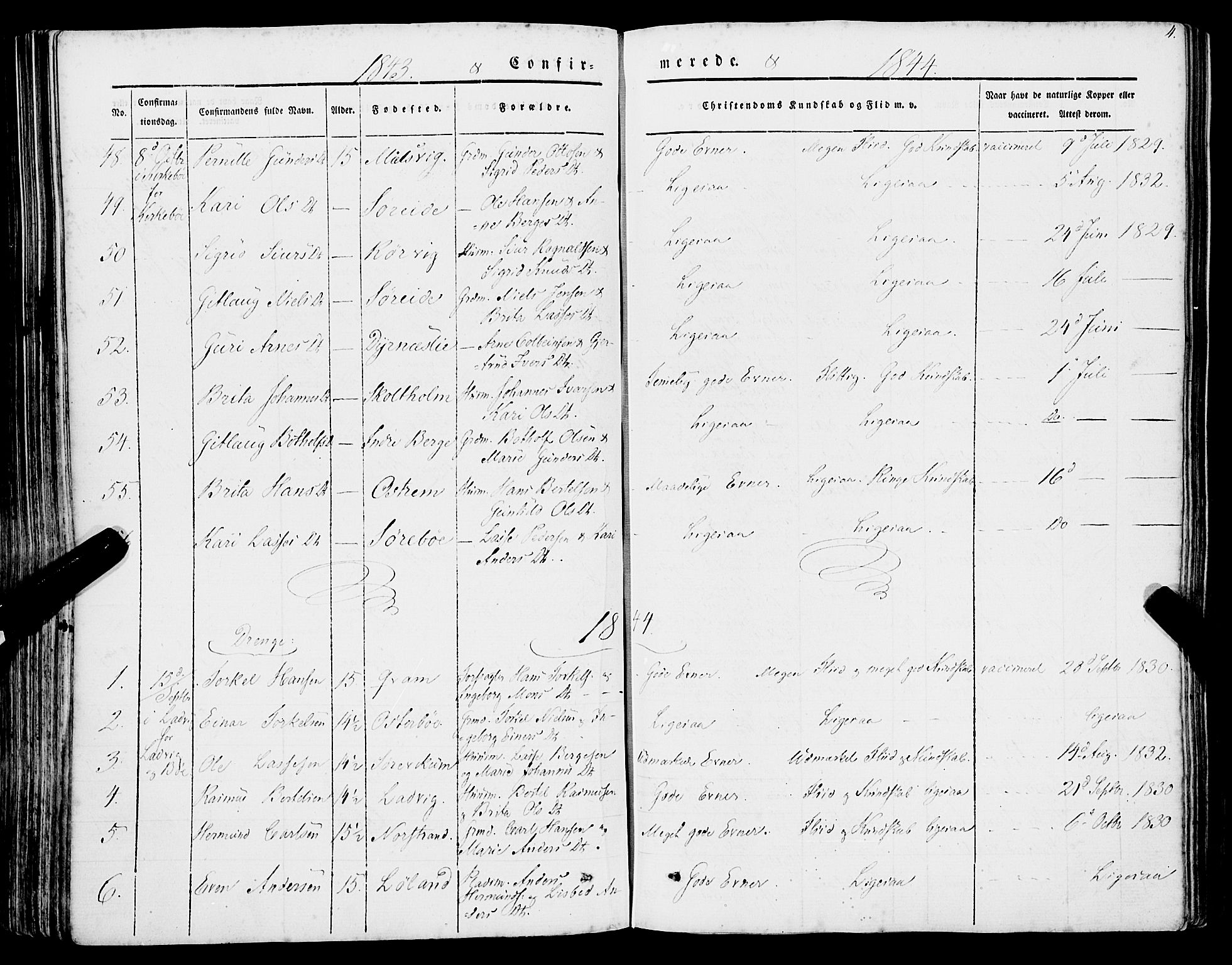 Lavik sokneprestembete, AV/SAB-A-80901: Parish register (official) no. A 3, 1843-1863, p. 4